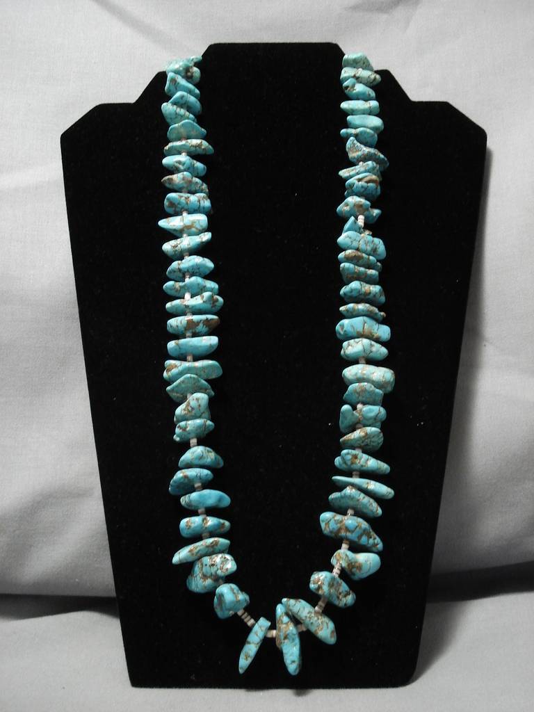 Vintage Navajo Turquoise Nugget Necklace - 153 Grams Authentic Native American Jewelry for Women - Perfect for Boho, Southwest & Tribal Fashion