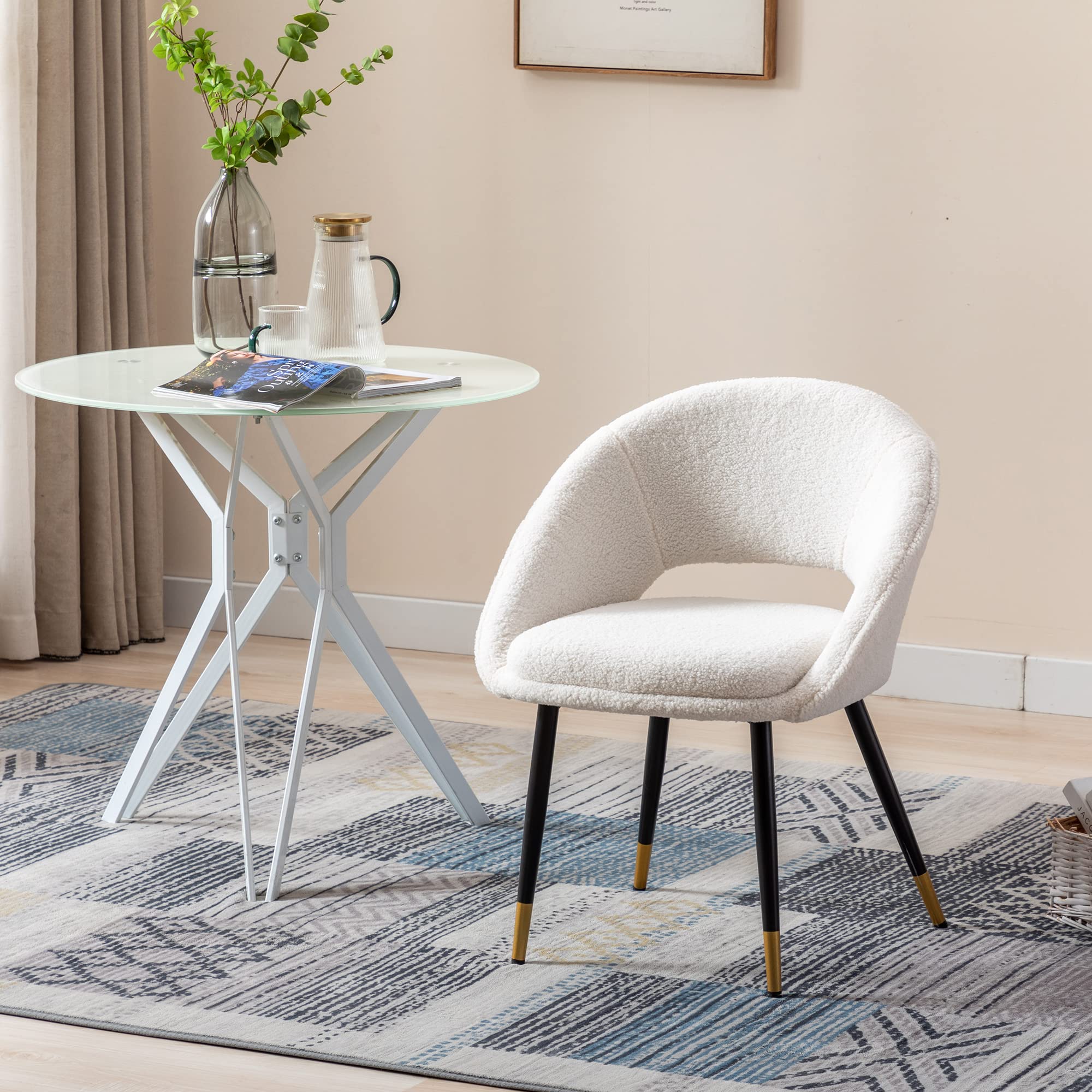 Modern Upholstered Wingback Dining Chairs with Steel Legs - Comfortable Accent Chairs for Living Room, Bedroom & Kitchen - Beige - Perfect for Dining Sets, Home Decor & Small Spaces
