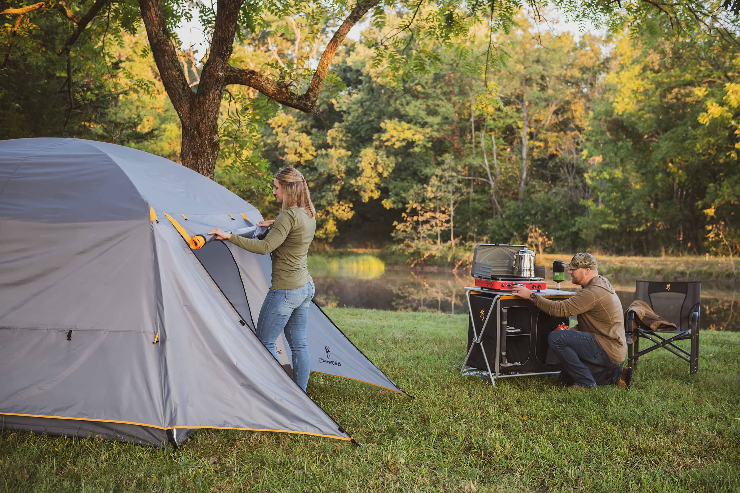 Browning Camping Glacier 4-Person Tent - Waterproof, Lightweight & Spacious for Family Camping, Hiking & Outdoor Adventures