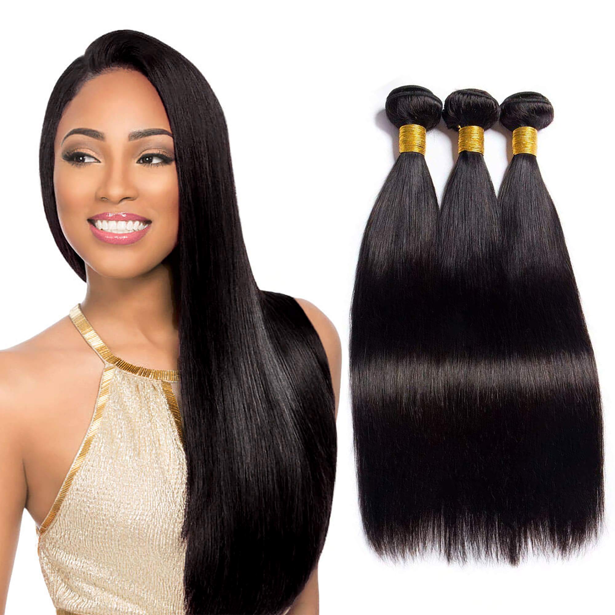 Rebasar 100% Unprocessed Brazilian Virgin Human Hair Extensions - 3 Bundles 26