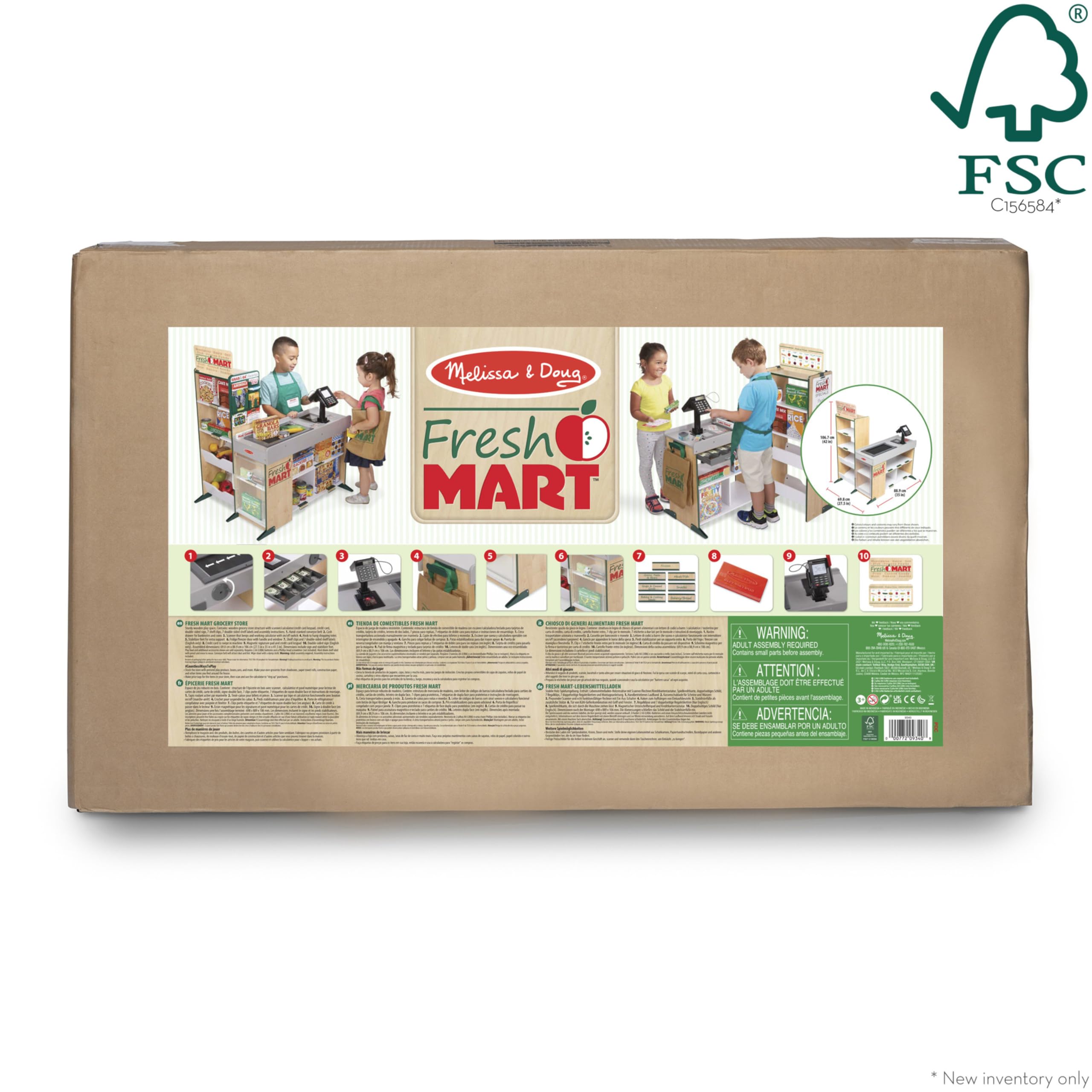 Melissa & Doug Wooden Fresh Mart Grocery Store Play Set - FSC Certified Wooden Pretend Play for Kids - Perfect for Home, Classroom & Daycare Role-Playing Games