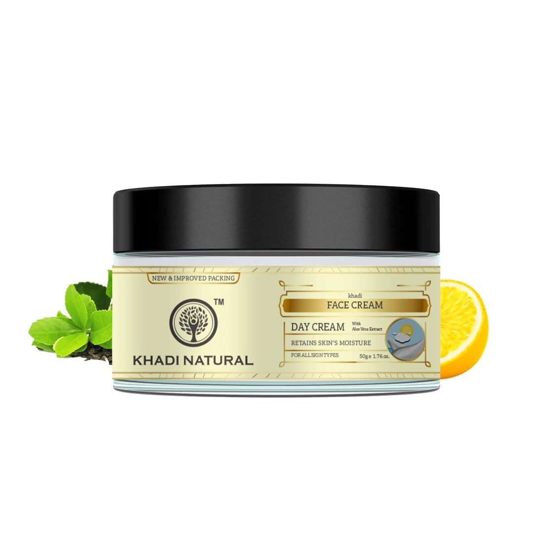 Khadi Natural Day Cream 50G - Organic Face Moisturizer for Dry & Sensitive Skin | Hydrating & Nourishing Day Cream for Glowing Complexion | Perfect for Daily Skincare Routine & Makeup Base