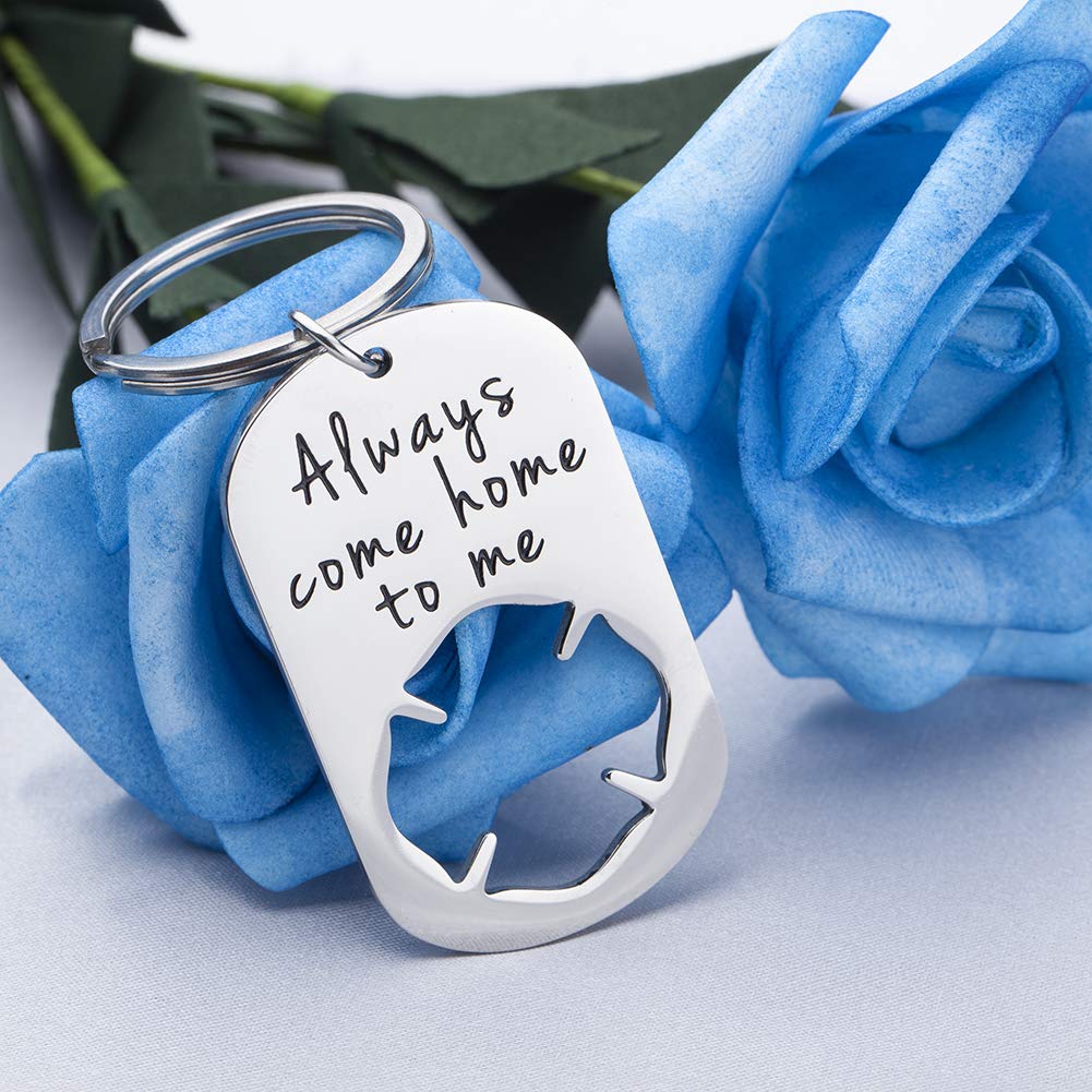Personalized Firefighter Keychain Gift for Husband, Boyfriend, Dad, Son - Engraved 'Always Come Home to Me' - Valentine's Day, Birthday Present - Ideal for Fireman Appreciation, Emergency Workers & First Responders - Perfect for Daily Use, Key Rings & Special Occasion Gifts