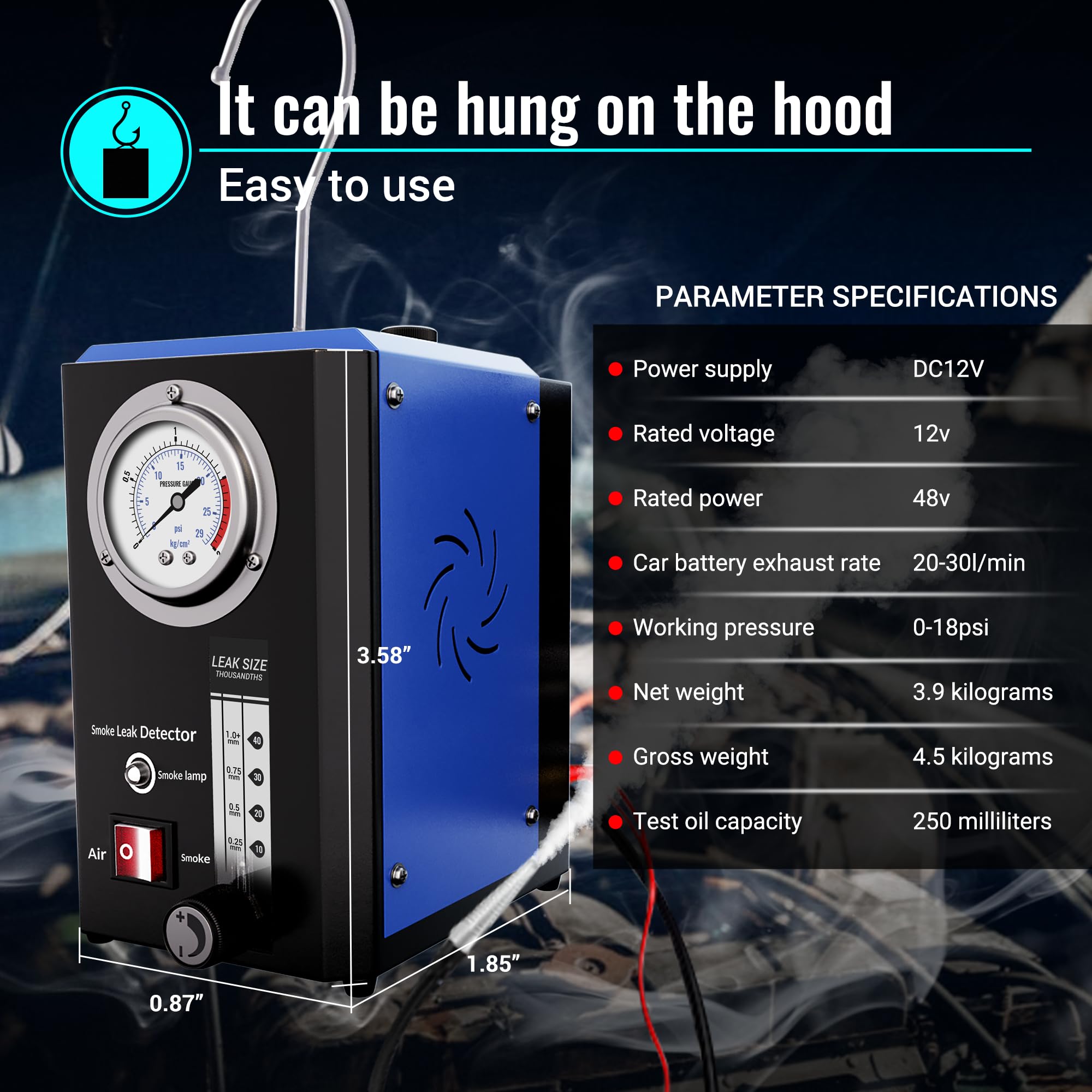 Automotive Smoke Machine Leak Detector - EVAP Vacuum Smoke Diagnostic Tester with Built-in Pump | Find Car AC & Fuel System Leaks Fast | Professional Mechanic Tool for Auto Repair Shops & DIY Enthusiasts