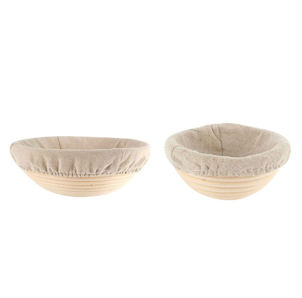 Emivery 2-Pack 9 Inch Round Bread Banneton Proofing Basket with Linen Liner - Perfect for Sourdough Bread Baking, Artisan Loaves & Homemade Bakery - Ideal for Professional Bakers & Bread Making Enthusiasts