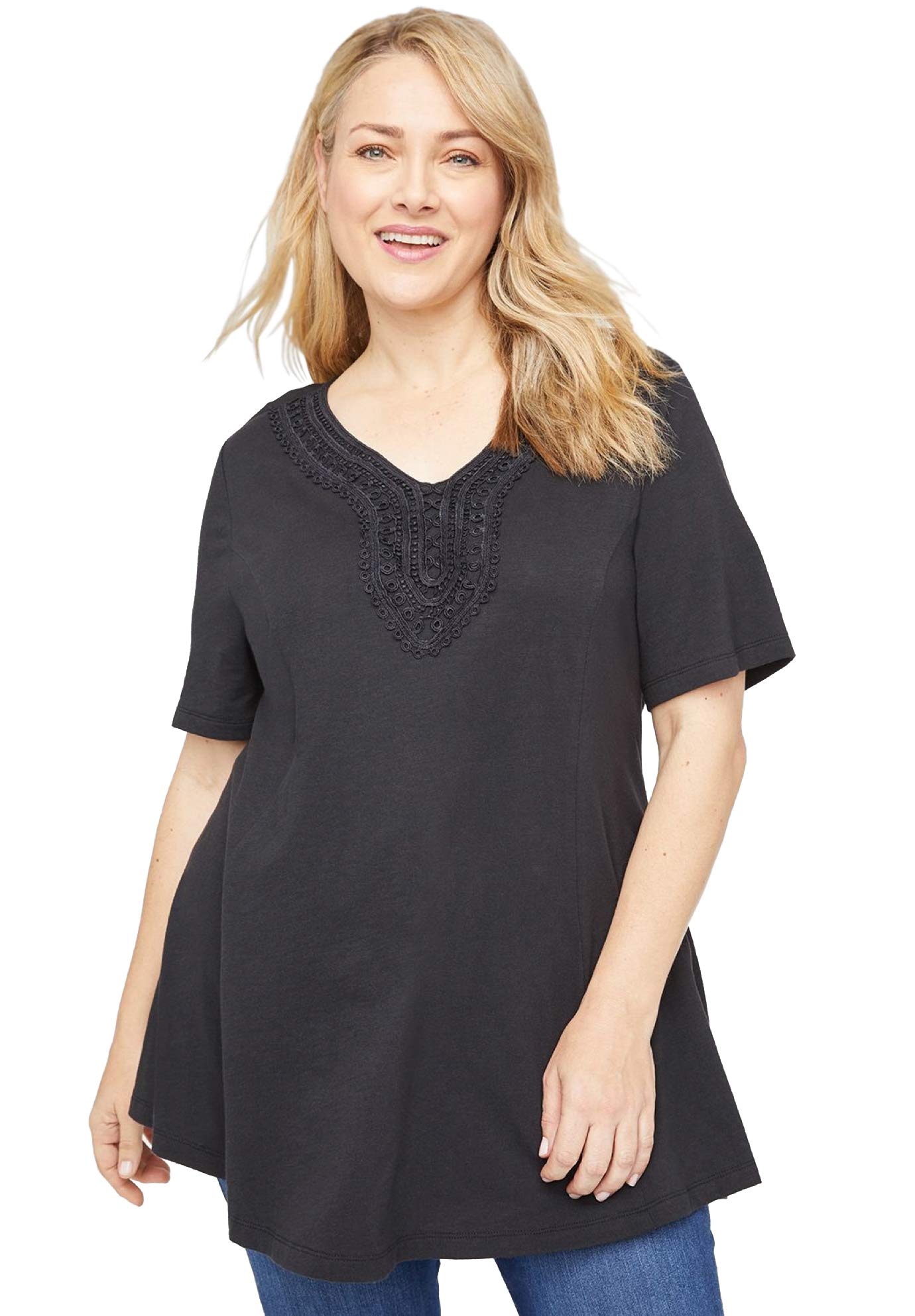 Catherine's Women's Plus Size Swing Tunic Top - Flowy Casual Blouse for Work & Weekend | Cottagecore Aesthetic Outfit for Curvy Women