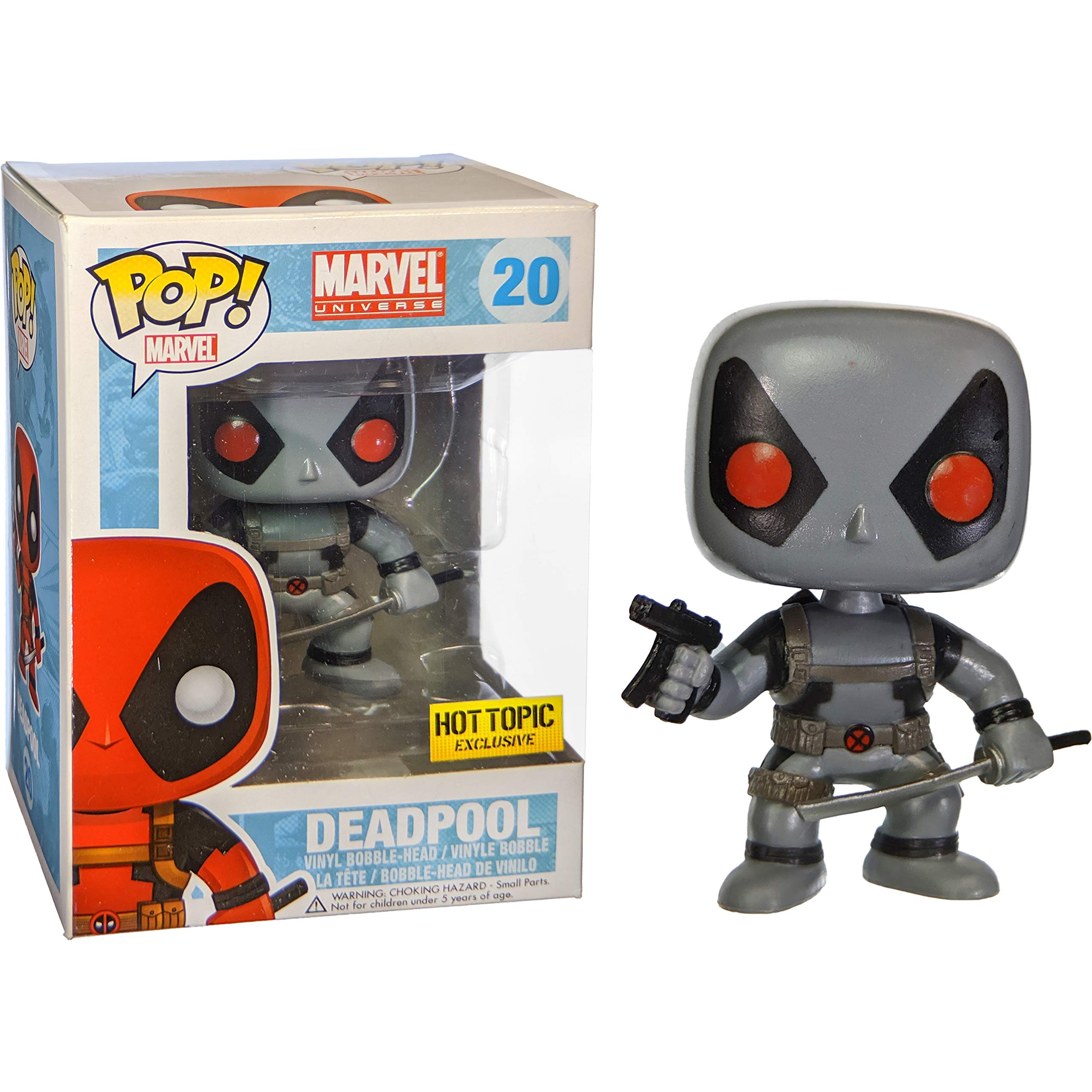 Funko Pop! Vinyl Figure - Deadpool Grey Suit Exclusive with Graphic Protector | Marvel Comics Collectible | Perfect for Display & Protection in Home Office or Gaming Room (020-03052-B)