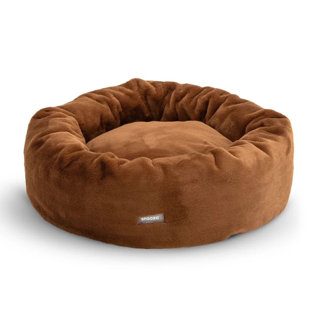 Luxury Plush Fur Dog Bed for Small & Medium Breeds - Soft & Cozy Nutmeg Brown - Perfect for Crates, Living Rooms & Bedrooms