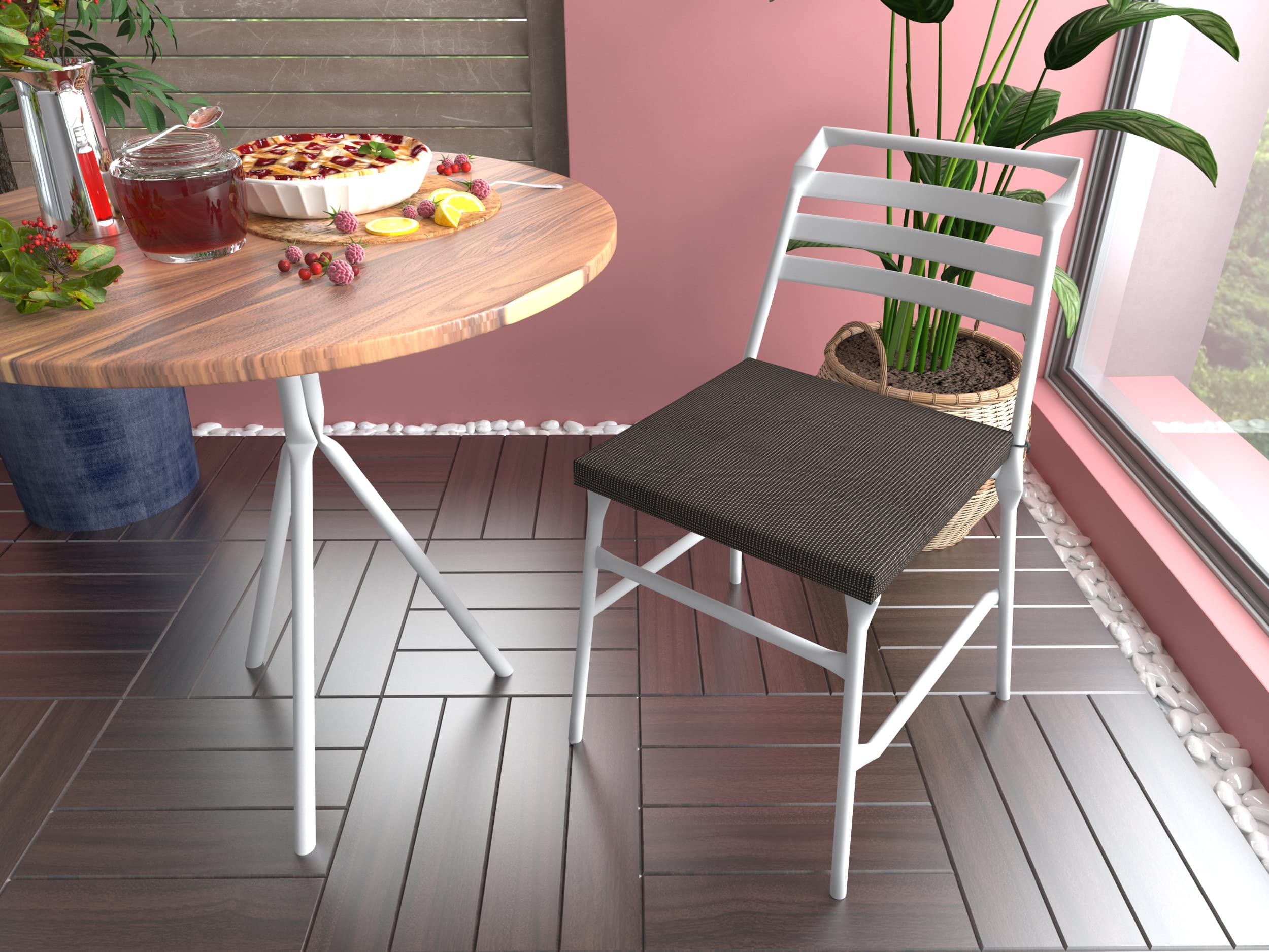 Premium Patio Dining Chair Cushions Set of 2 - 19x19 Inch Waterproof Outdoor Seat Pads with Ties - Light Grey Indoor/Outdoor Furniture Cushions for Garden, Deck, Poolside & Dining Room