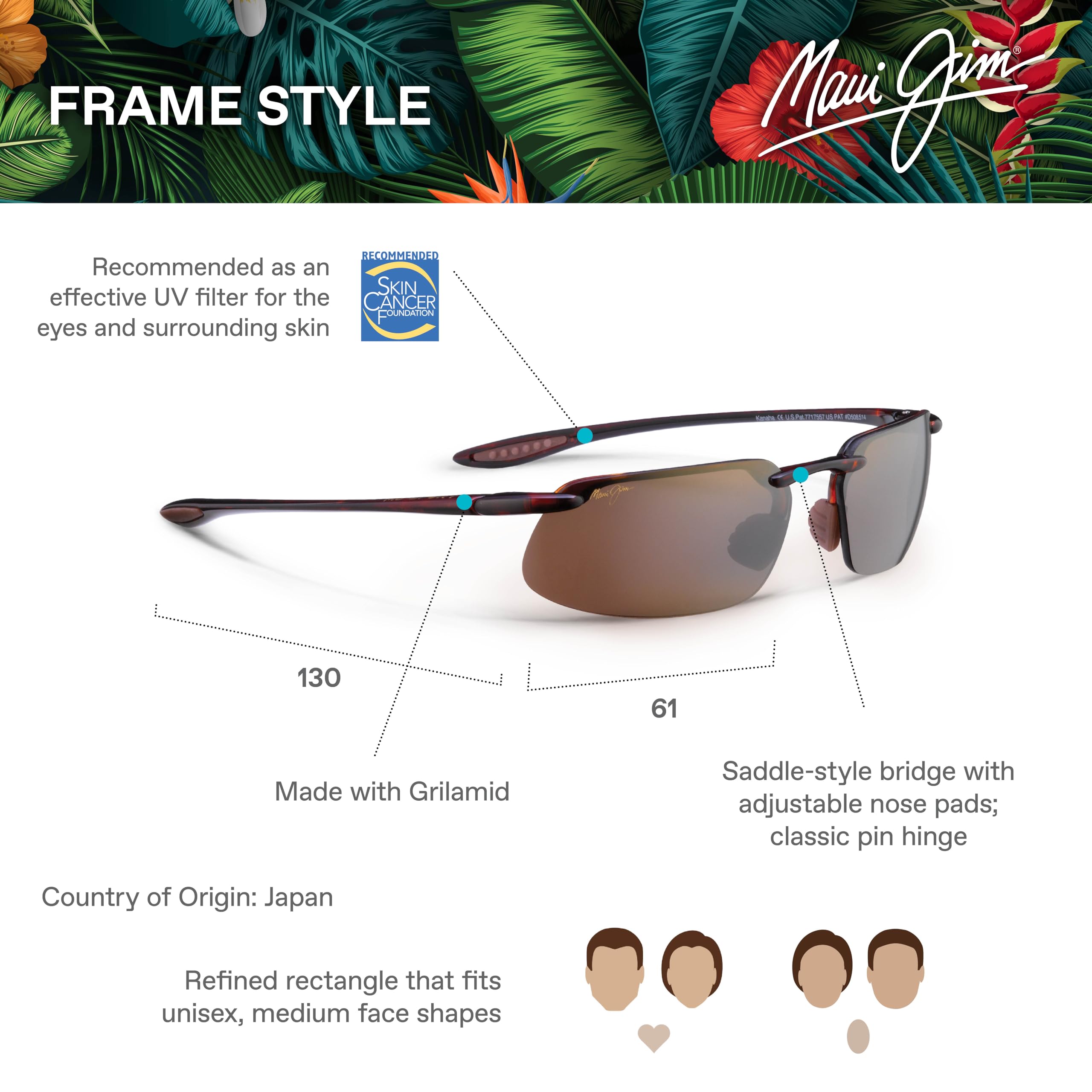 Maui Jim Kanaha Polarized Rimless Sunglasses for Men & Women - UV Protection, Lightweight & Comfortable - Perfect for Driving, Beach, and Outdoor Activities