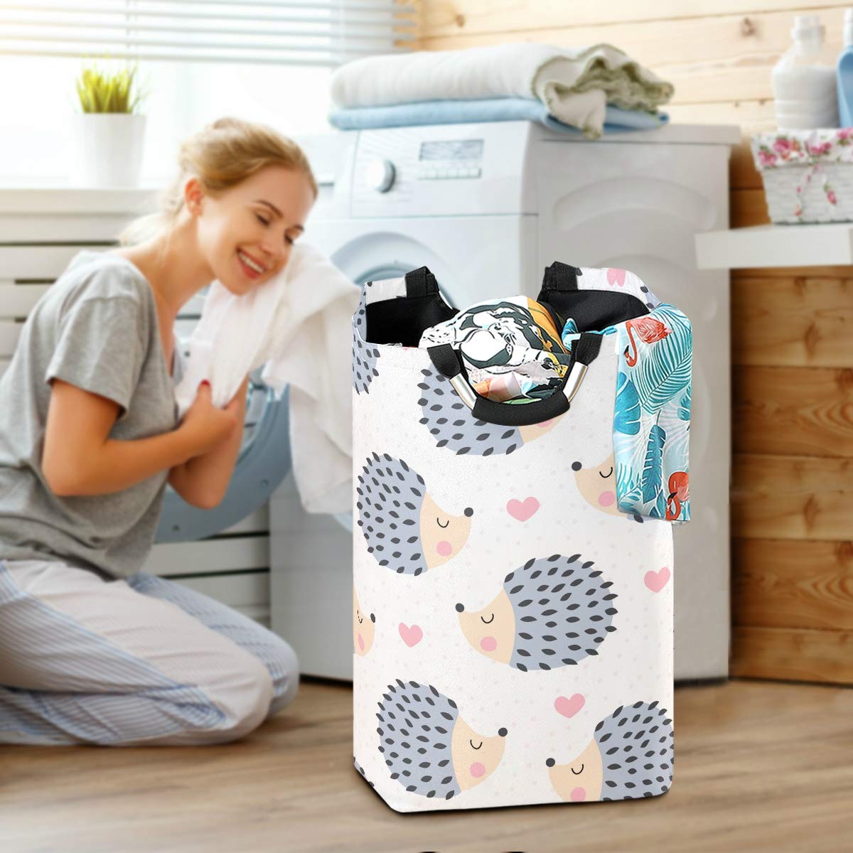 Foldable Hedgehog Polka Dot Laundry Basket - Large Hamper Organizer for Dirty Clothes, Picnic Basket & Toy Storage | Perfect for Home, Dorm, Camping & Travel Use