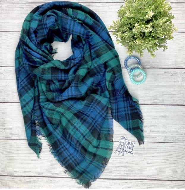 Soft Blue Green Blanket Scarf - Warm & Cozy Oversized Winter Shawl Wrap for Women - Perfect for Cold Weather, Travel, and Outdoor Activities