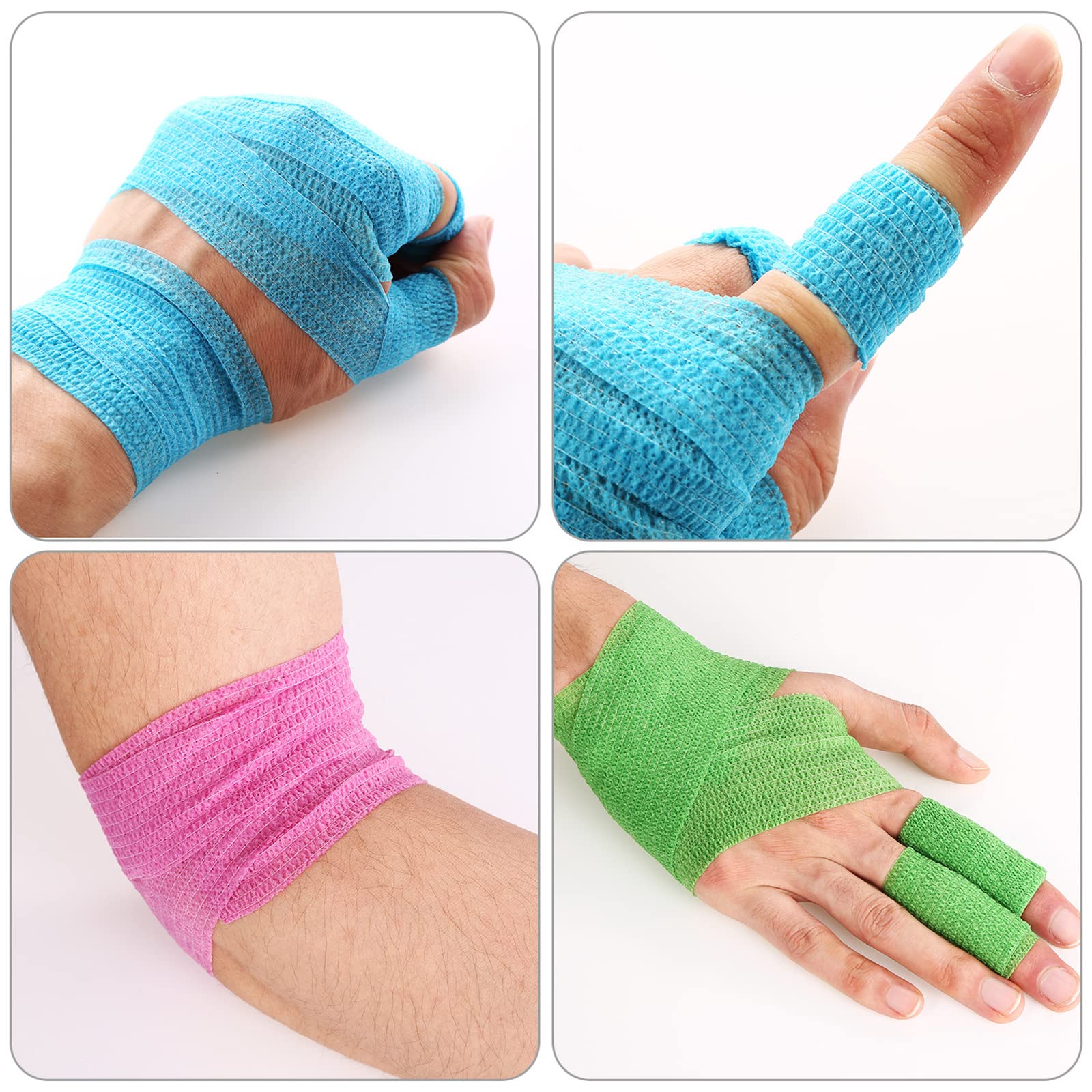 24 Pack Self-Adhesive Cohesive Wrap Bandages - 1 Inch x 5 Yards Elastic Athletic Tape for Sports, Wrist & Ankle Support - First Aid, Gym, Running & Injury Recovery