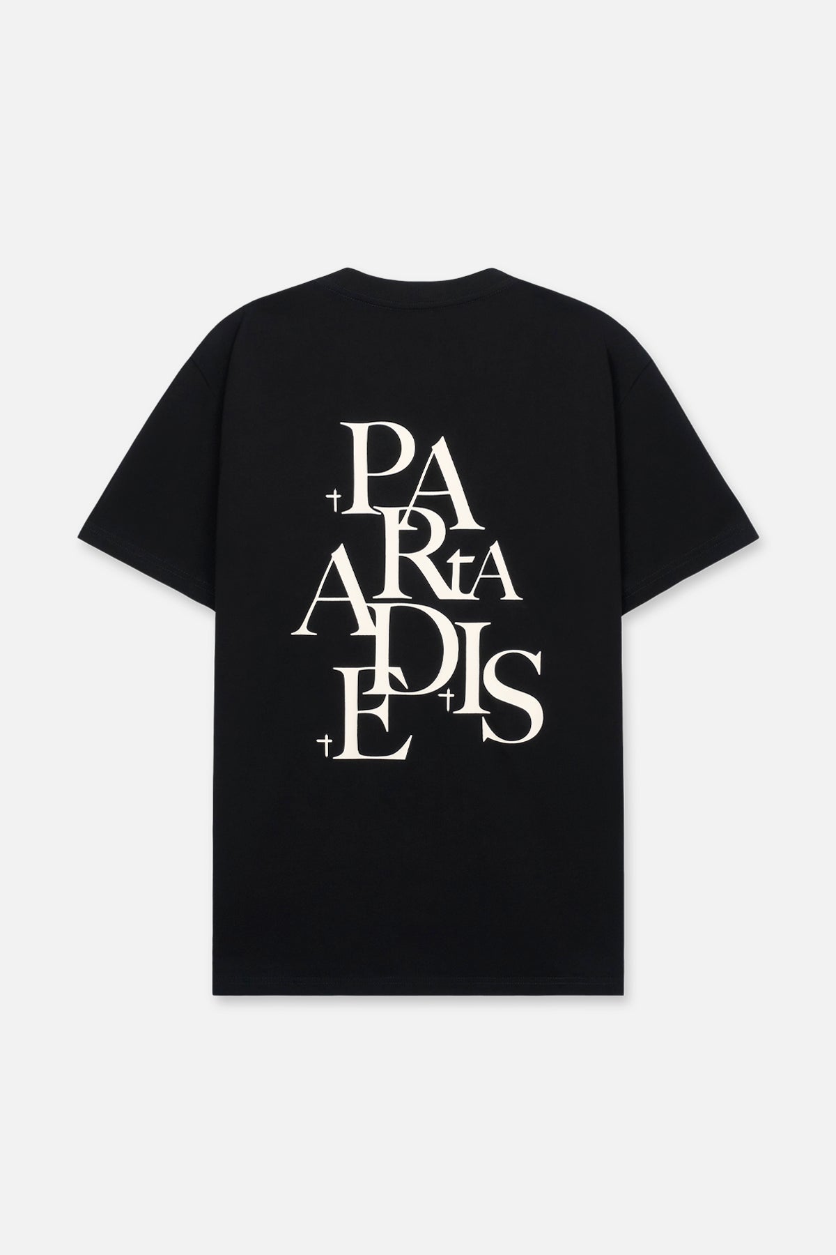 LIAM Men's Short Sleeve T-Shirt | Black Paradise Print Cotton Tee for Casual Wear & Street Style
