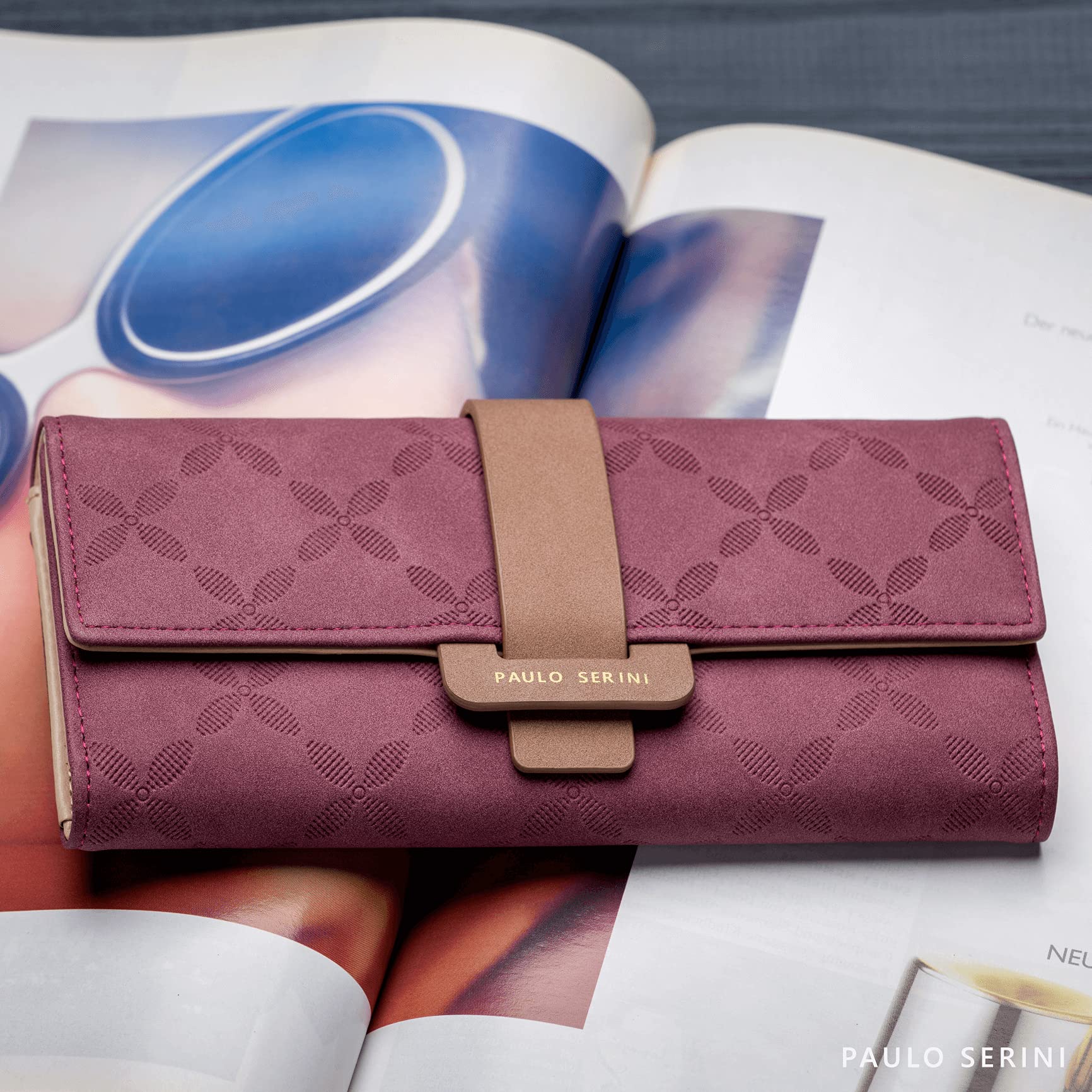 PAULO SERINI® Women's Vegan Leather Wallet with Coin Purse & Card Holder - 9 Card Slots, Wristlet Strap - Fashionable Bifold Wallet for Women (9 Colors) - Perfect Gift for Birthday, Mother's Day & Daily Use