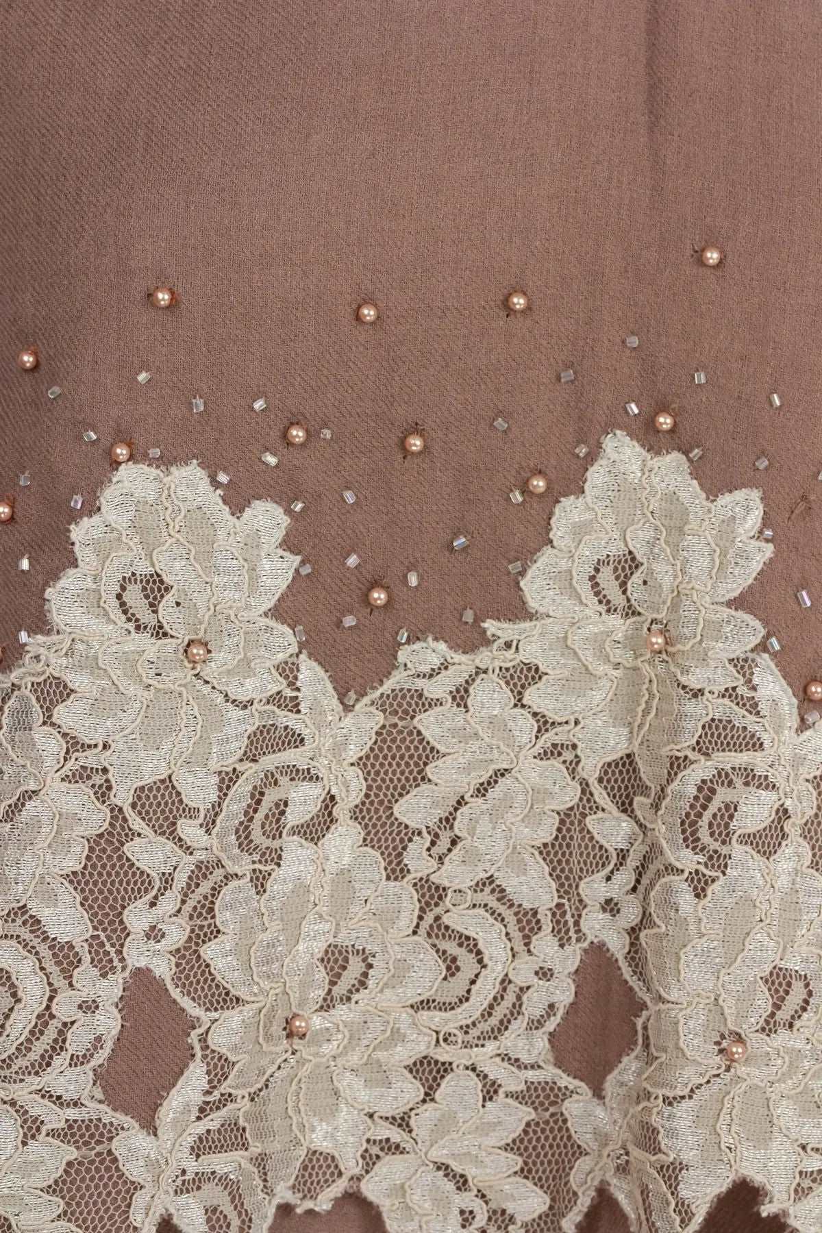 Beaded Floral Embroidered Scarf - Elegant Women's Fashion Accessory for Parties, Weddings & Special Occasions