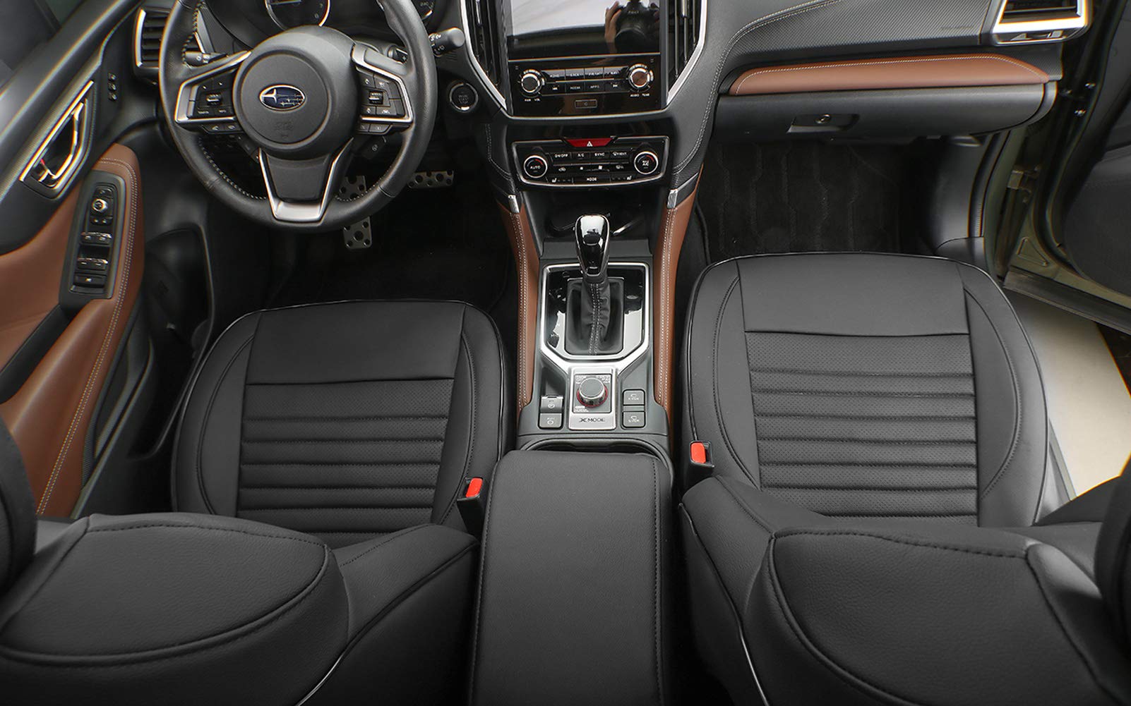 Premium Leather Seat Covers Full Set for Subaru Forester 2014-2018 - Custom Fit Front & Back Car Seat Protectors (Black) | Durable Car Accessories for Comfort & Style | Perfect for Road Trips, Daily Commutes & Family Adventures