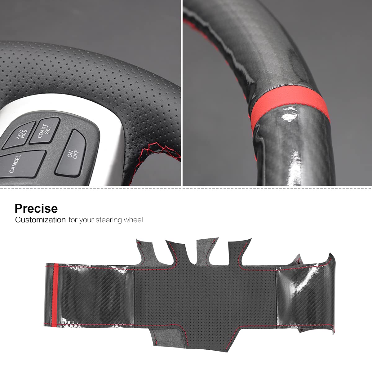 Premium Carbon Fiber & Microfiber Leather Steering Wheel Cover for Mitsubishi Lancer Evolution X (2008-2015) - Non-Slip Grip, Easy Installation - Perfect for Racing, Daily Driving & Car Interior Upgrade