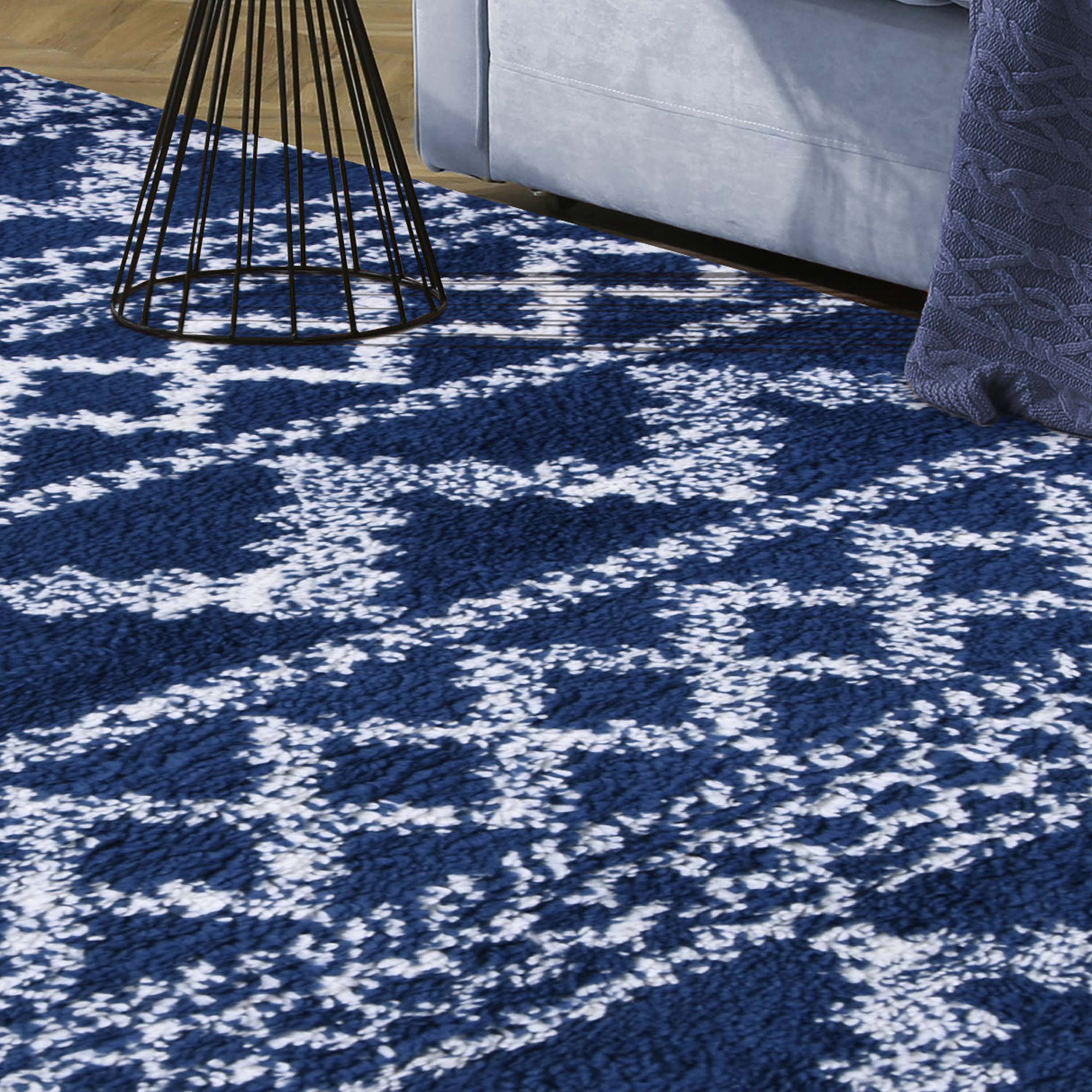 Rhea Geometric Bohemian Plush Shag Area Rug - Soft Non-Slip Indoor Floor Carpet for Living Room, Bedroom & Nursery | Modern Home Decor