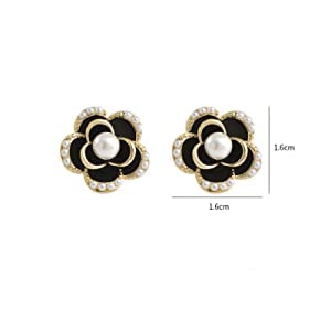 925 Sterling Silver Imitation Pearl Stud Earrings for Women - Elegant Black Pearl Earrings for Daily Wear, Office & Special Occasions