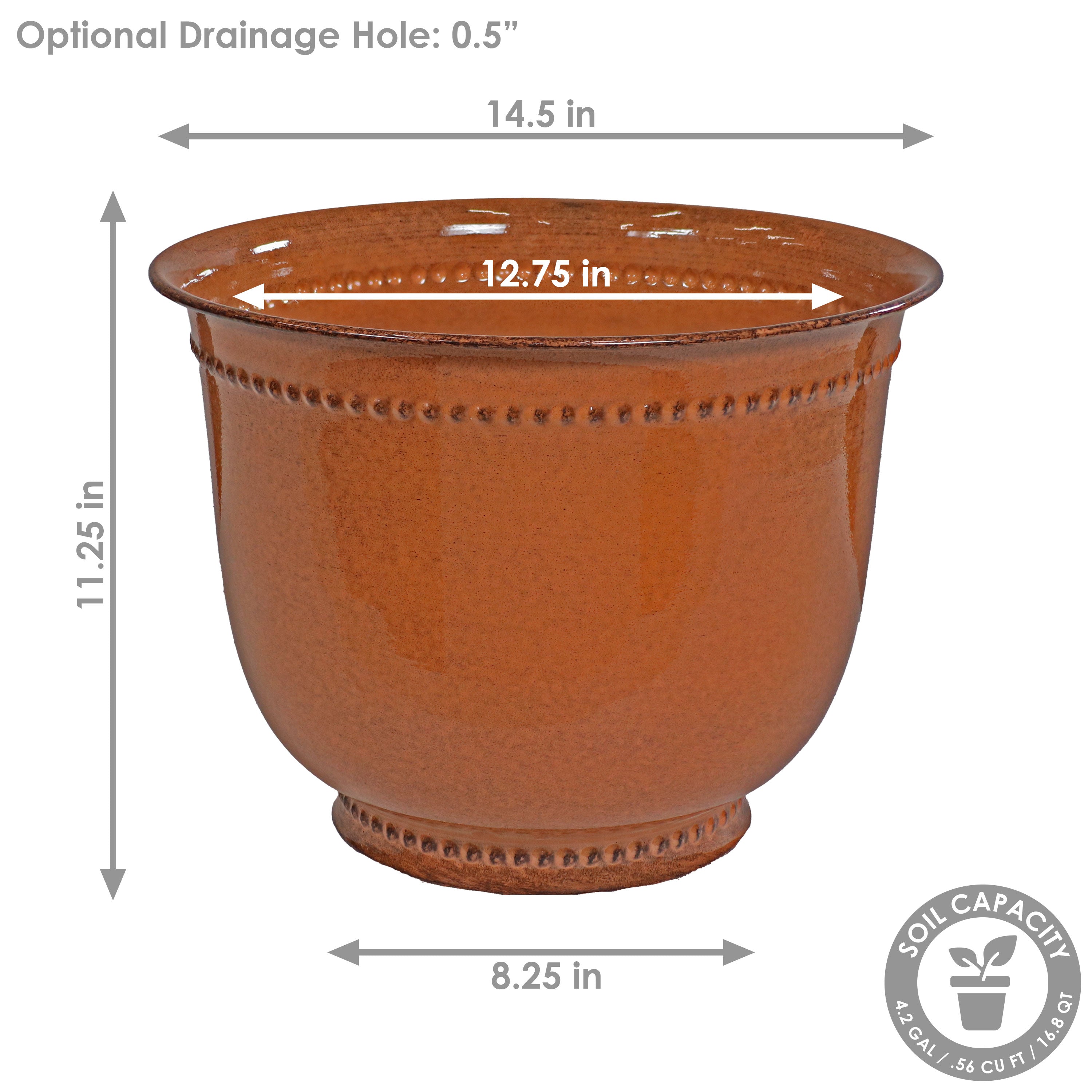 Sunnydaze Michael Metal Outdoor Plant Pots - 14.5 Inch Rust-Resistant Garden Planter for Patio, Balcony & Backyard Decor