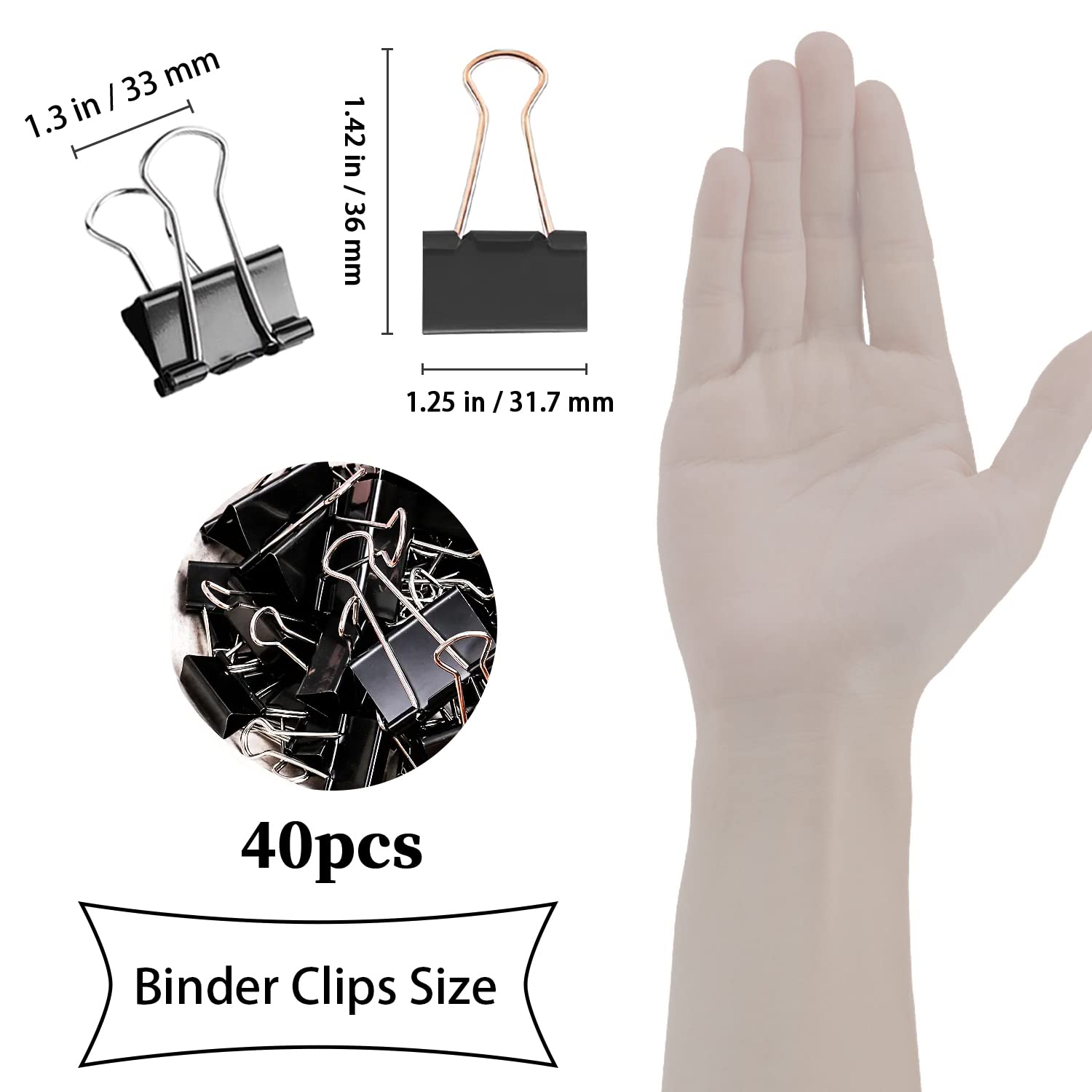 30 Pcs Medium Binder Clips 1.25 Inch (32mm) - Black Metal Paper Clamps with Storage Box for Office, School & Business | Perfect for Organizing Documents, Files, and Presentations