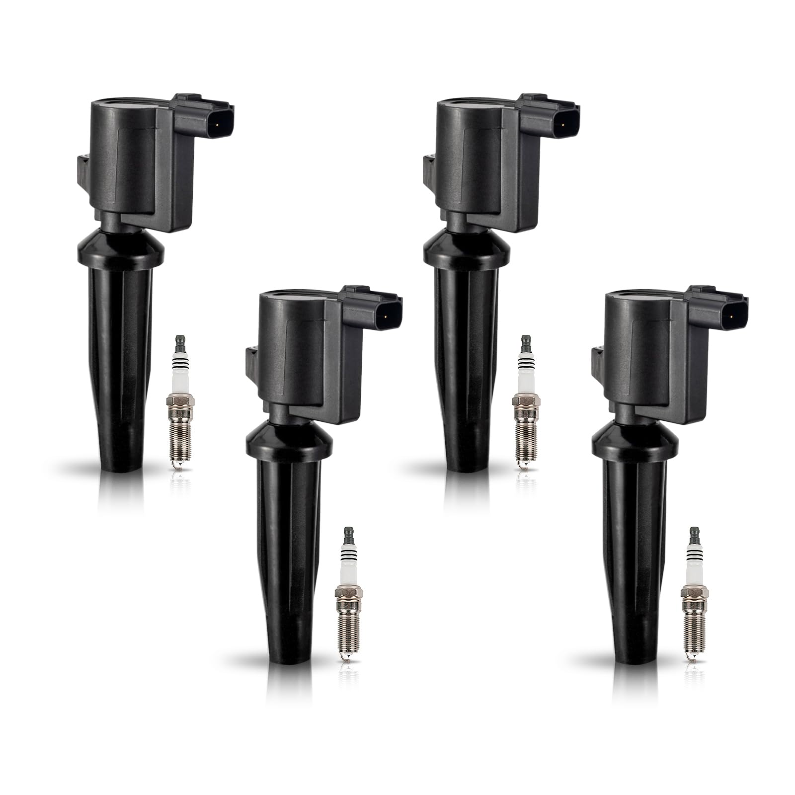 ENA Set of 4 Iridium Spark Plugs & 4 Ignition Coil Packs - Compatible with Ford Lincoln Mercury Escape CMax Fusion Transit Connect MKZ Mariner Milan 2.0L 2.5L (2010-2021) - Replacement for FD505 SP530 - Improve Engine Performance & Fuel Efficiency