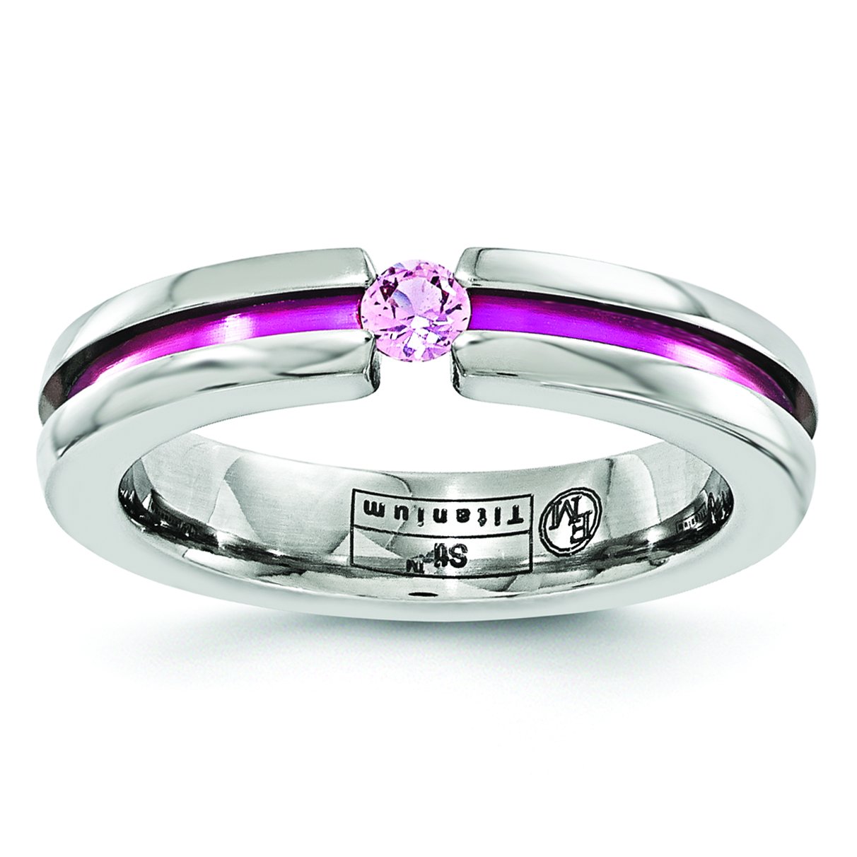 Titanium Pink Sapphire Wedding Band Ring for Women - Grooved Design, Durable & Hypoallergenic - Perfect for Engagement, Anniversary & Everyday Wear
