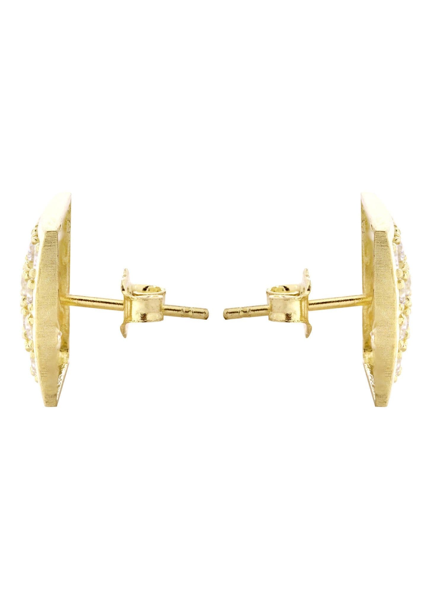 CZ 10K Yellow Gold Stud Earrings | 0.4 Inch Diamond Simulant Studs for Women | Perfect for Everyday Wear, Gift Giving & Special Occasions