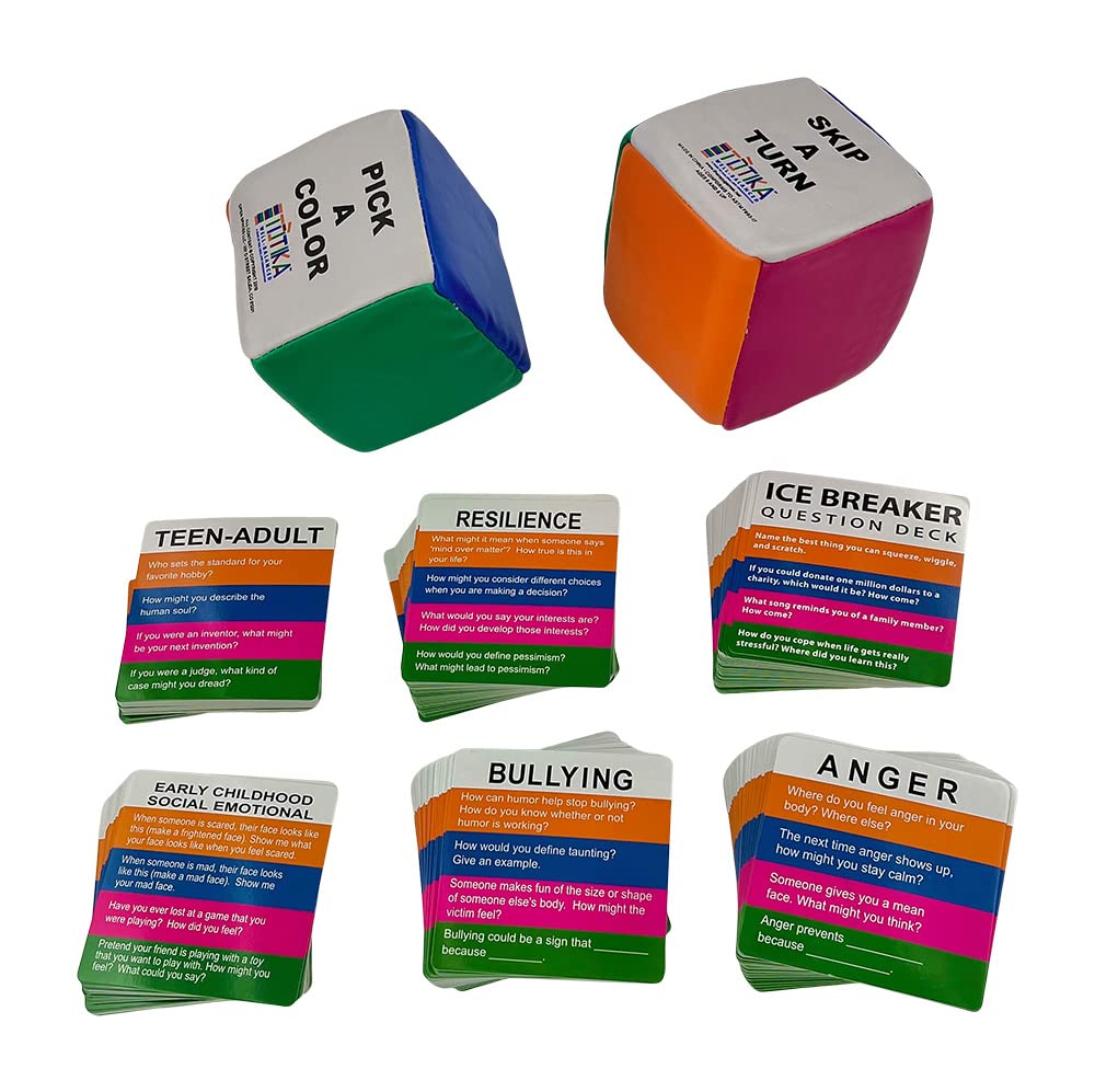 Totika Cube Six Deck Set - Self-Esteem & Social Skills Therapy Game for Kids & Teens - Perfect for Family Game Night, Classroom Activities & Counseling Sessions