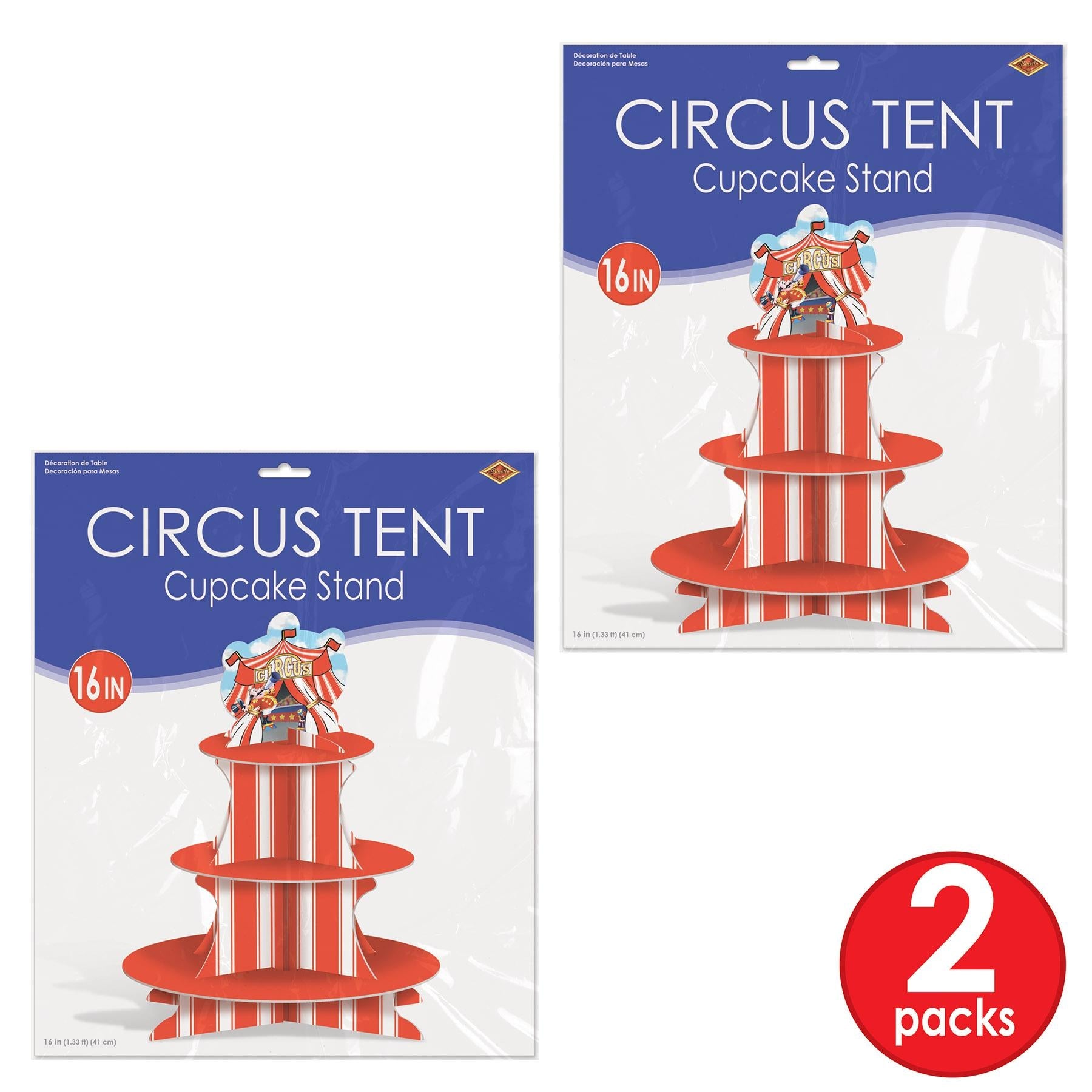 12 Pack Beistle Circus Tent Party Cupcake Stand - Colorful Cupcake Tower for Birthday, Baby Shower & Carnival Events - Perfect for Dessert Displays at Themed Parties