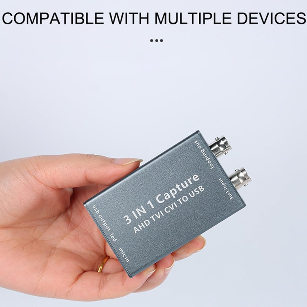Ghnbajzls AHD Video Capture Card - TVI/CVI to USB 3.0 Converter, 1080P 60fps Recording Device for Live Streaming & Video Capture | Perfect for Security Cameras, Game Streaming & Video Production