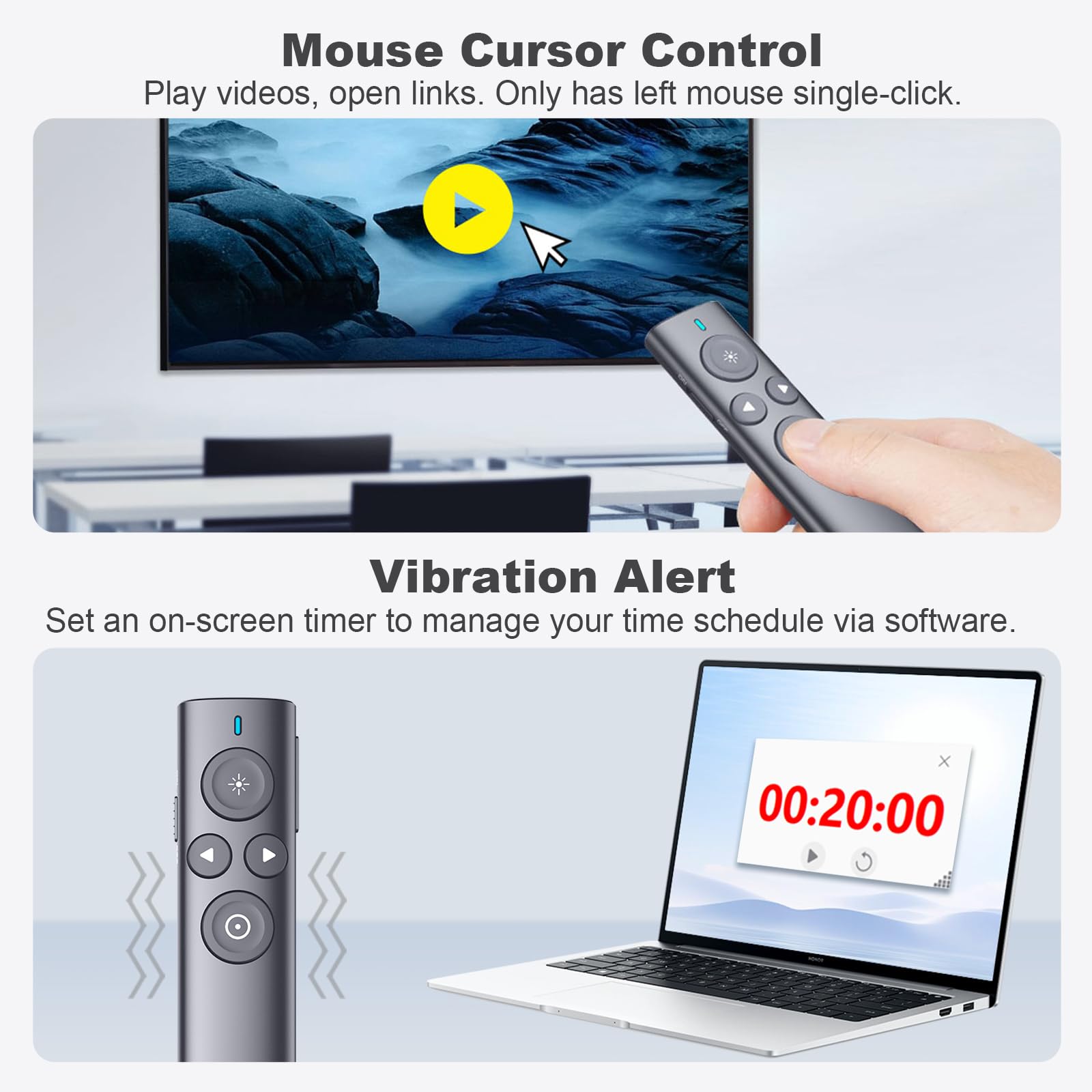 NORWII Wireless Presentation Clicker with Digital Pointer - Laser Presenter Remote for PowerPoint, Keynote, Google Slides - Includes Highlight, Magnify & Mouse Functions + 32GB USB Flash Drive (USB-A) - Perfect for Business Meetings, Classroom Teaching & Online Presentations