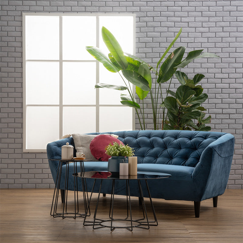 HUAYRA 3-Seater Sofa - Modern Blue Fabric Couch for Living Room, Lounge & Office | Comfortable Sectional Sofa for Home Decor