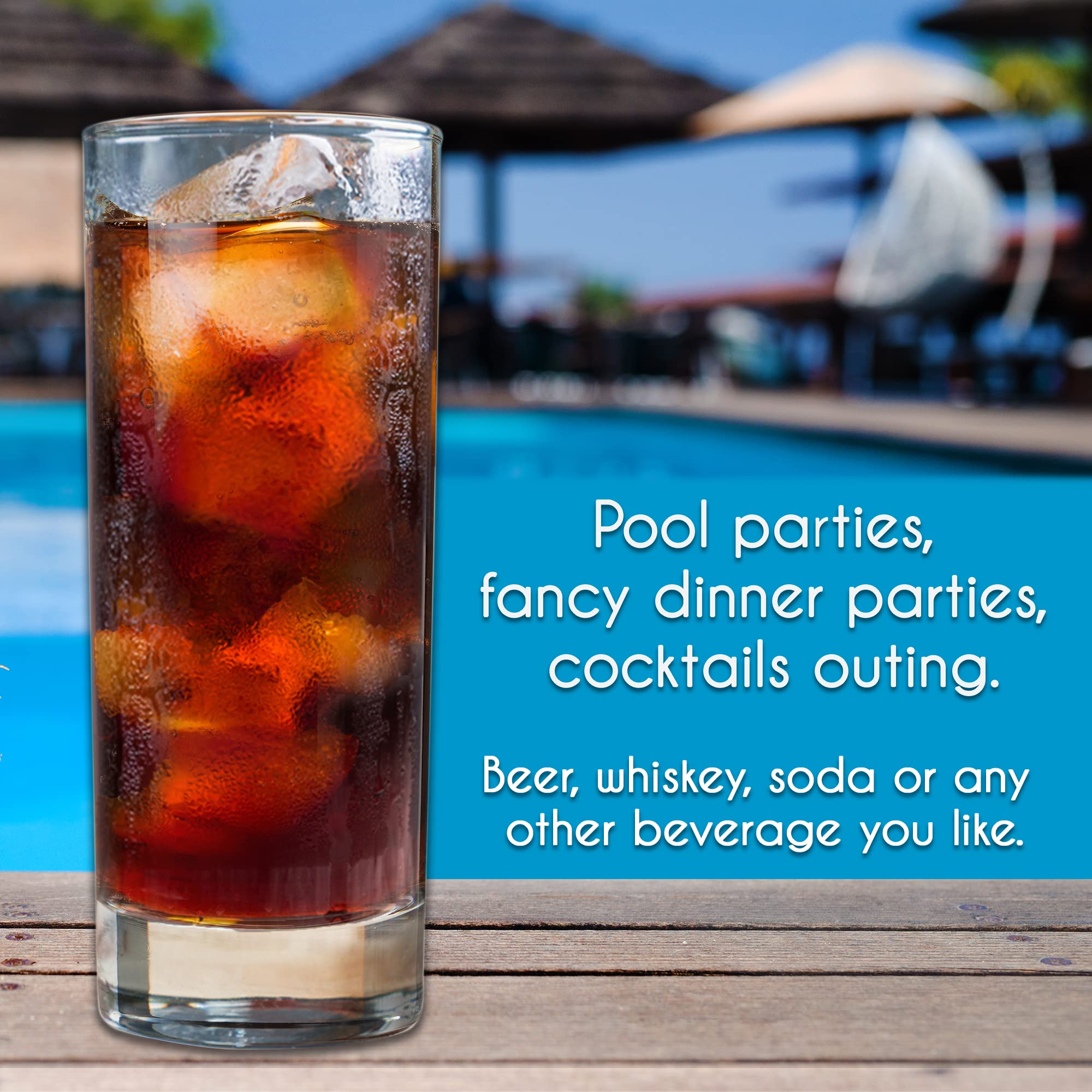 Premium Volarium Highball Glasses Set of 6 - 12.25oz Heavy Base Crystal Clear Drinking Glasses for Cocktails, Whiskey, Wine, Beer, Juice & Water - Perfect for Home Bars, Parties & Entertaining