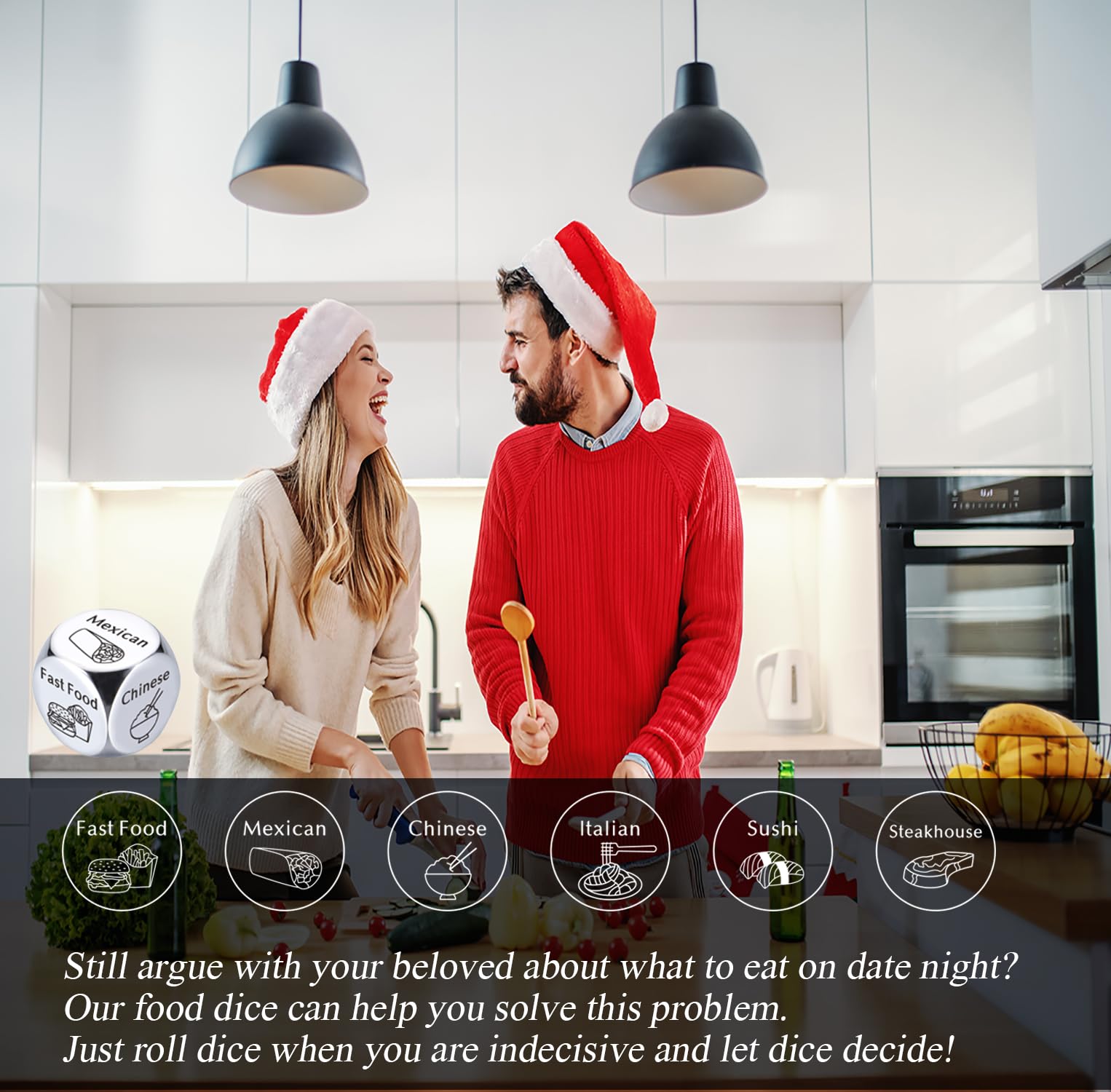 Valentine's Day Gifts for Him & Her - Romantic Anniversary Food Dice Game for Couples, Boyfriend & Girlfriend Presents - Perfect Wedding, Birthday Gift for Husband, Wife, Men & Women | Fun Date Night Activity & Couples Game Night