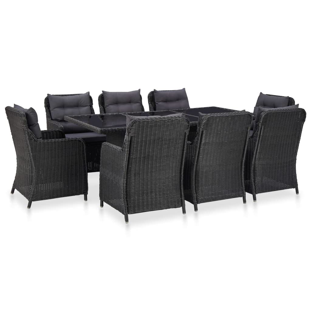 Premium 9-Piece Outdoor Dining Set with Cushions - All-Weather Poly Rattan Patio Furniture Set in Multiple Colors for Garden, Backyard, and Poolside Entertaining