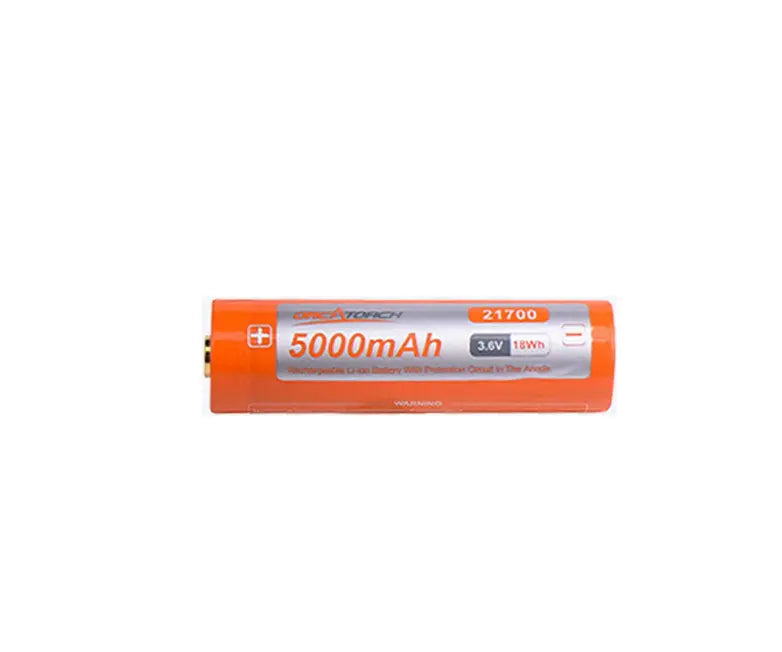 OrcaTorch 21700 USB C Rechargeable 5000mAh Battery - High Capacity Lithium Ion Battery for Flashlights, Vape Mods & Portable Electronics - Perfect for Camping, Emergency Kits & Outdoor Adventures