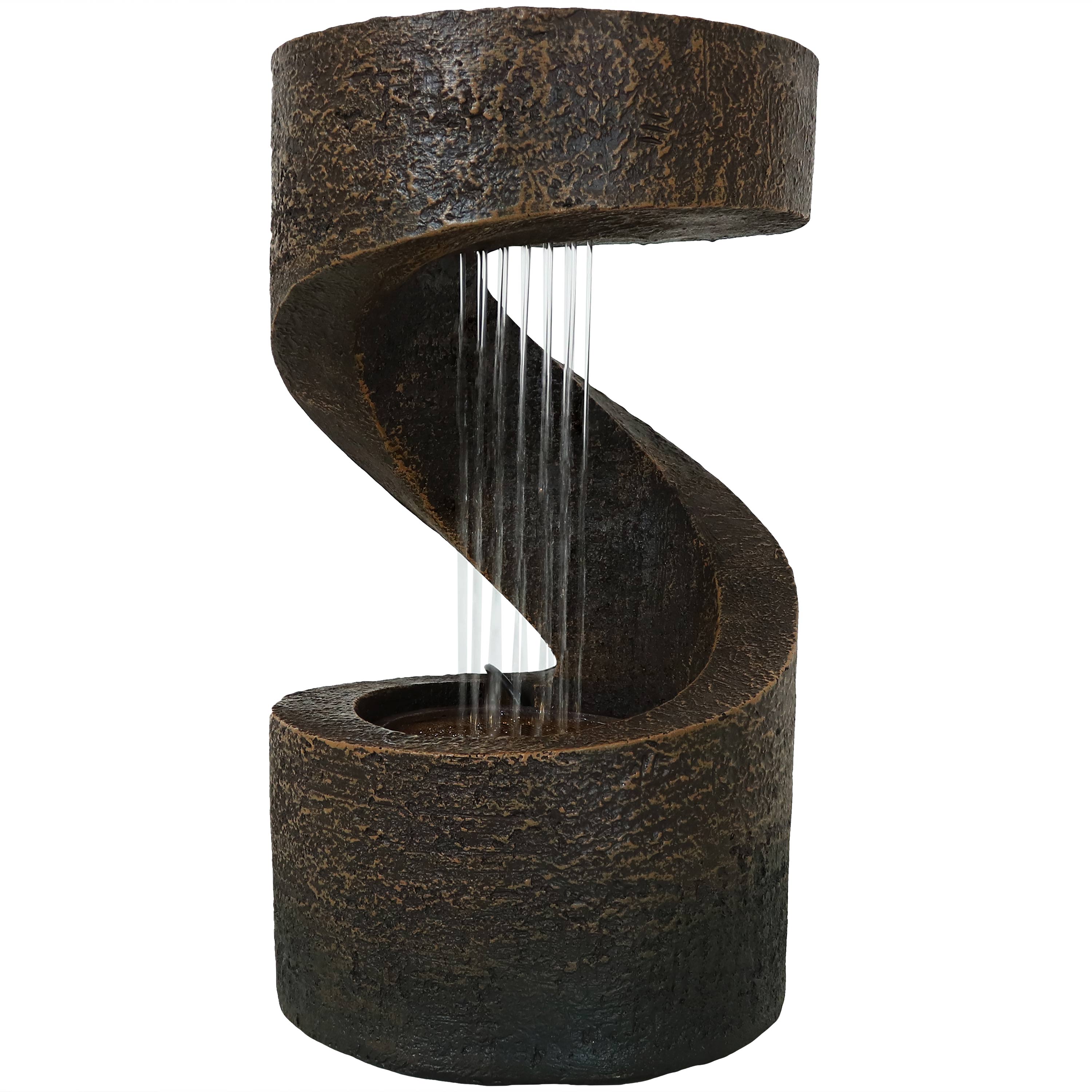 Indoor Waterfall Fountain with LED Lights - Relaxing Home Decor for Living Room, Bedroom & Office | Sunnydaze Winding Showers