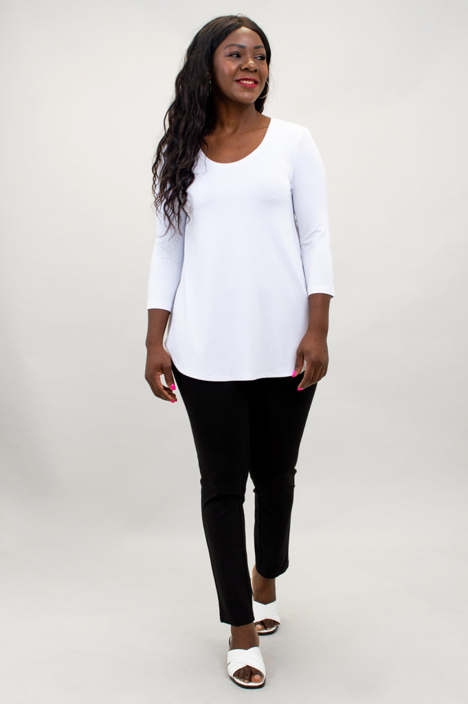 Jazz 3/4 Sleeve Top Women's Casual Shirt - Snow White Bamboo Fabric - Perfect for Music Festivals & Summer Outfits