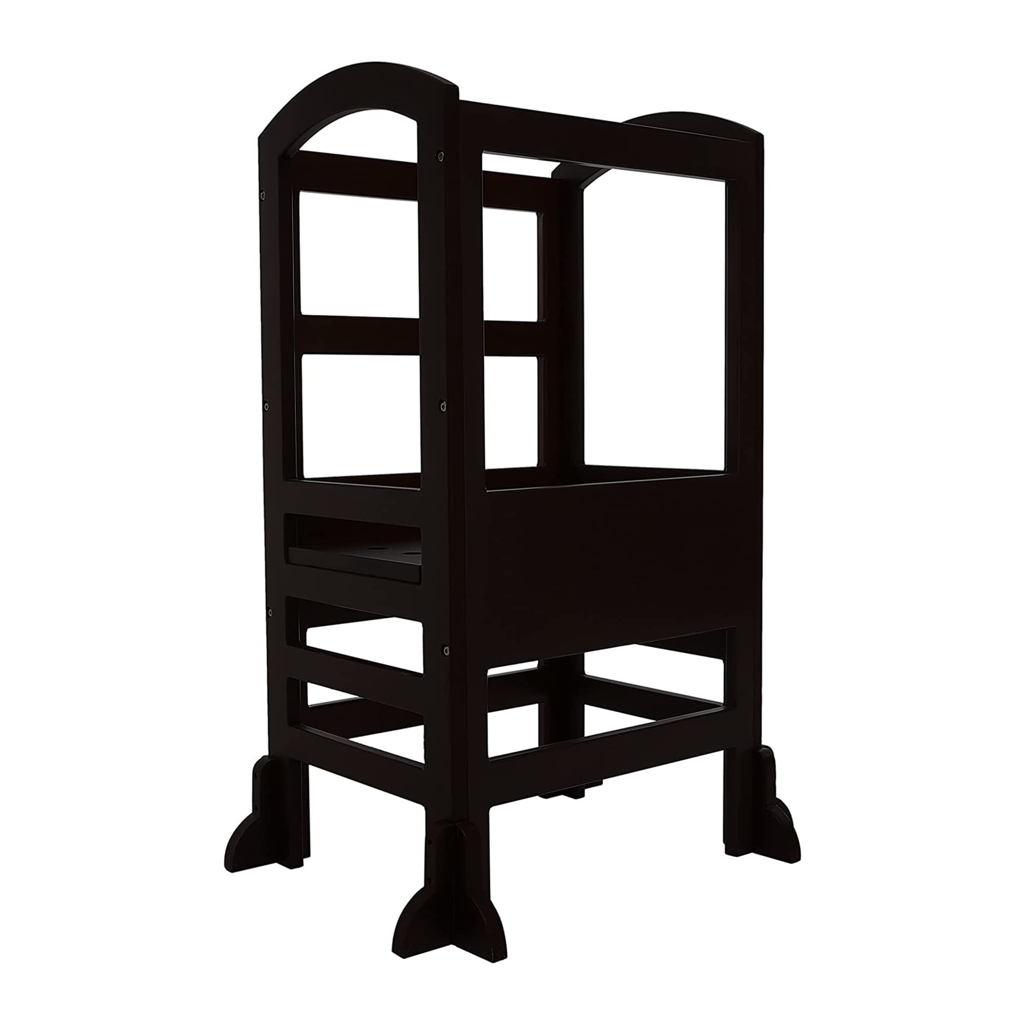 SDADI LT02B Adjustable Height Kids Kitchen Step Stool - 4-Level Learning Tower for Toddlers & Children - Safe for Kitchen, Bathroom & Playroom - Black (Perfect for Cooking, Washing Hands & Playtime)