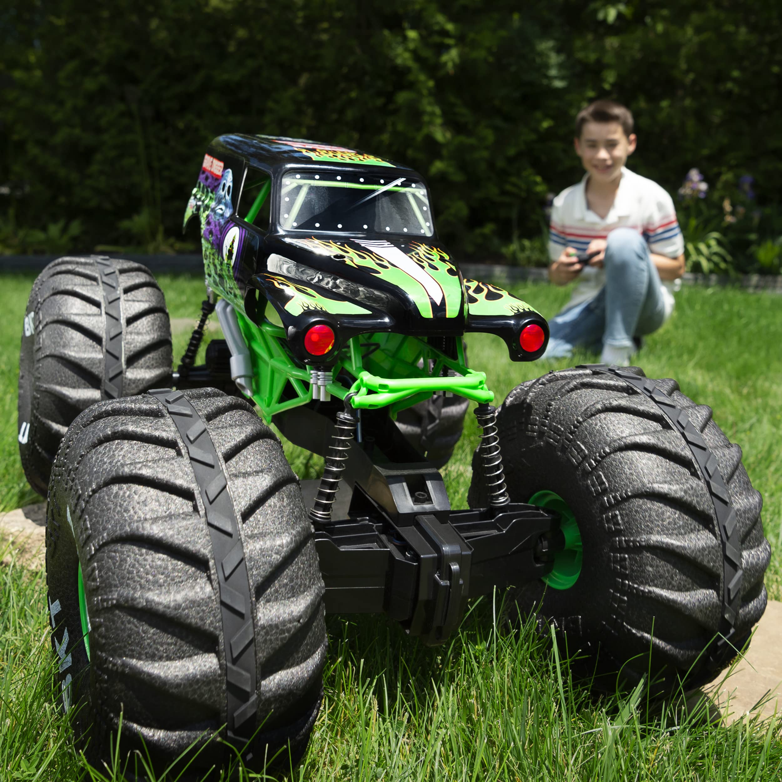 Monster Jam Official Mega Grave Digger 1:6 Scale All-Terrain RC Monster Truck with LED Lights - Remote Control Off-Road Vehicle for Kids & Adults, Perfect for Backyard Racing & Indoor Play