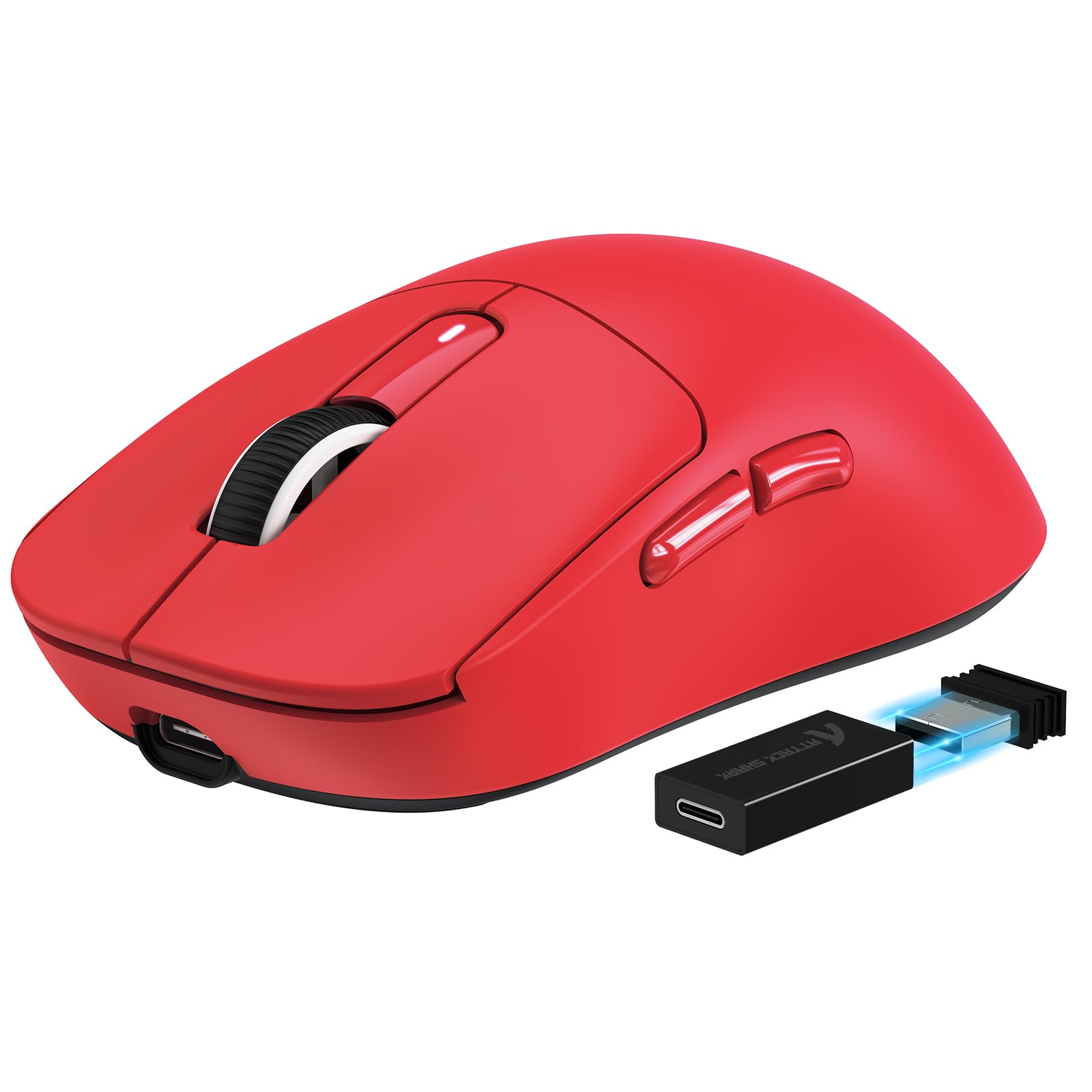 ATTACK SHARK X3PRO Wireless Gaming Mouse - 4K/8K Polling Rate, Lightweight Design, Tri-Mode (Wired/2.4GHz/BT), PAW3395 Optical Sensor, 26K DPI, Kailh GM8.0 Switches, Long Battery Life, 7 Programmable Buttons - Compatible with PC, Laptop, Windows & Mac (Red) - Perfect for FPS, MOBA & Esports Gaming