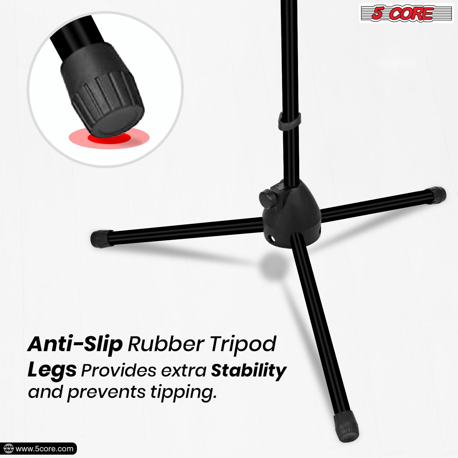 5 Core Heavy Duty Adjustable Tripod Mic Stand (18-72 Inches) with Sturdy Boom Arm - Professional Microphone Stand for Singing, Recording, Podcasting & Live Performances - MS 080