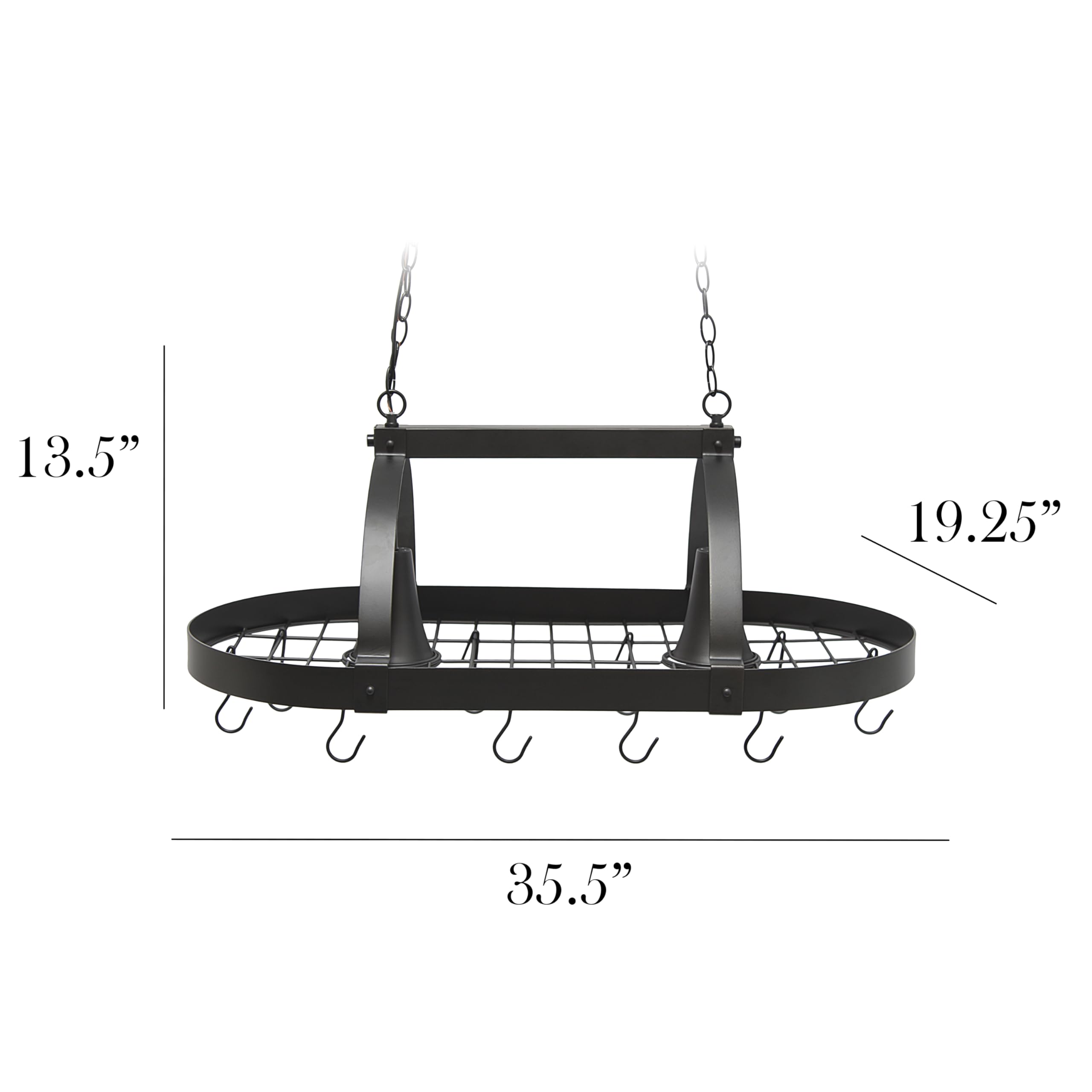 Elegant Designs PR1000-ORB 2-Light Kitchen Pot Rack with Downlights in Oil Rubbed Bronze - Perfect for Organizing Cookware in Modern Farmhouse & Rustic Kitchens