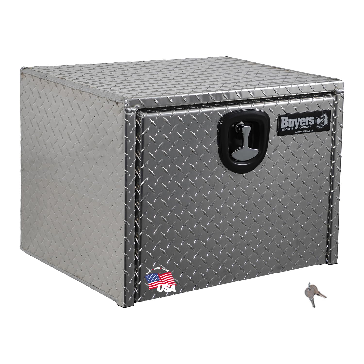 Diamond Tread Aluminum Underbody Truck Tool Box with Compression Latch - 18x18x24 Inch Heavy Duty Storage & Organization | Made in USA | Perfect for Construction, Farming & Off-Road Work Trucks