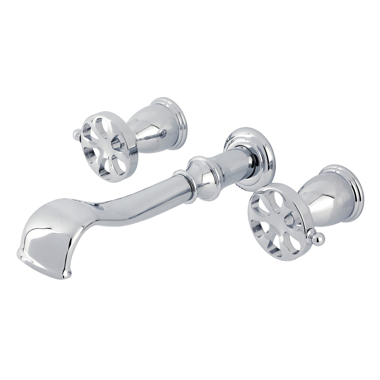 Belknap KS5021RX Polished Chrome 3 Hole Wall Mount Roman Tub Faucet with Two Handles - Perfect for Bathroom Renovation and Luxury Spa Experience