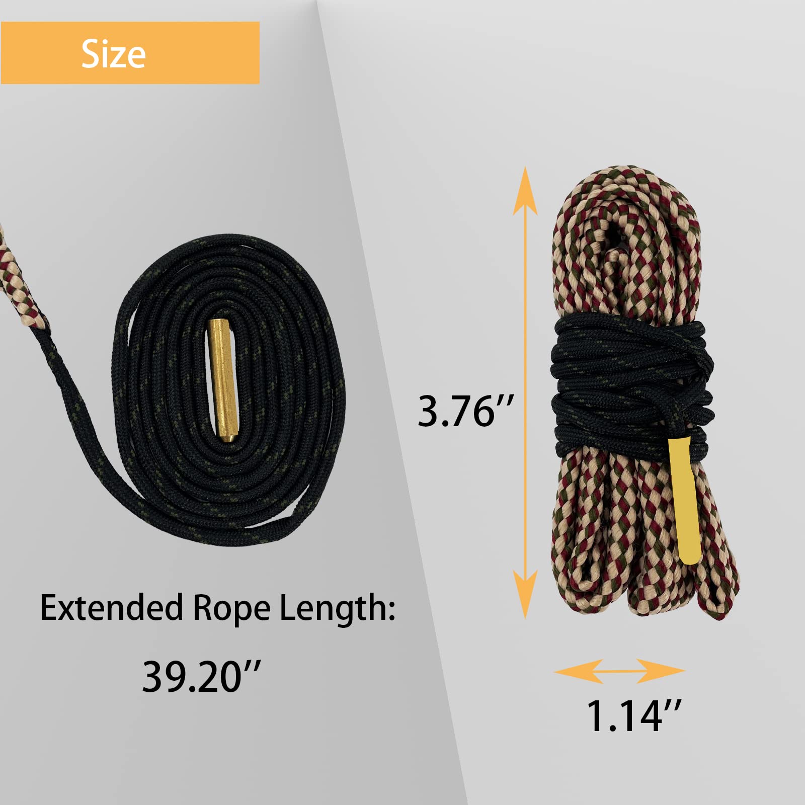 2 Pack Gun Cleaning Snake Rope - Rifle Bore Cleaner for Pistol, Handgun, Shotgun - Fits .22, .223, 5.56mm, .380, 9mm, 12GA, .308, .357, .44, .45 Caliber - Perfect for Range Day & Firearm Maintenance