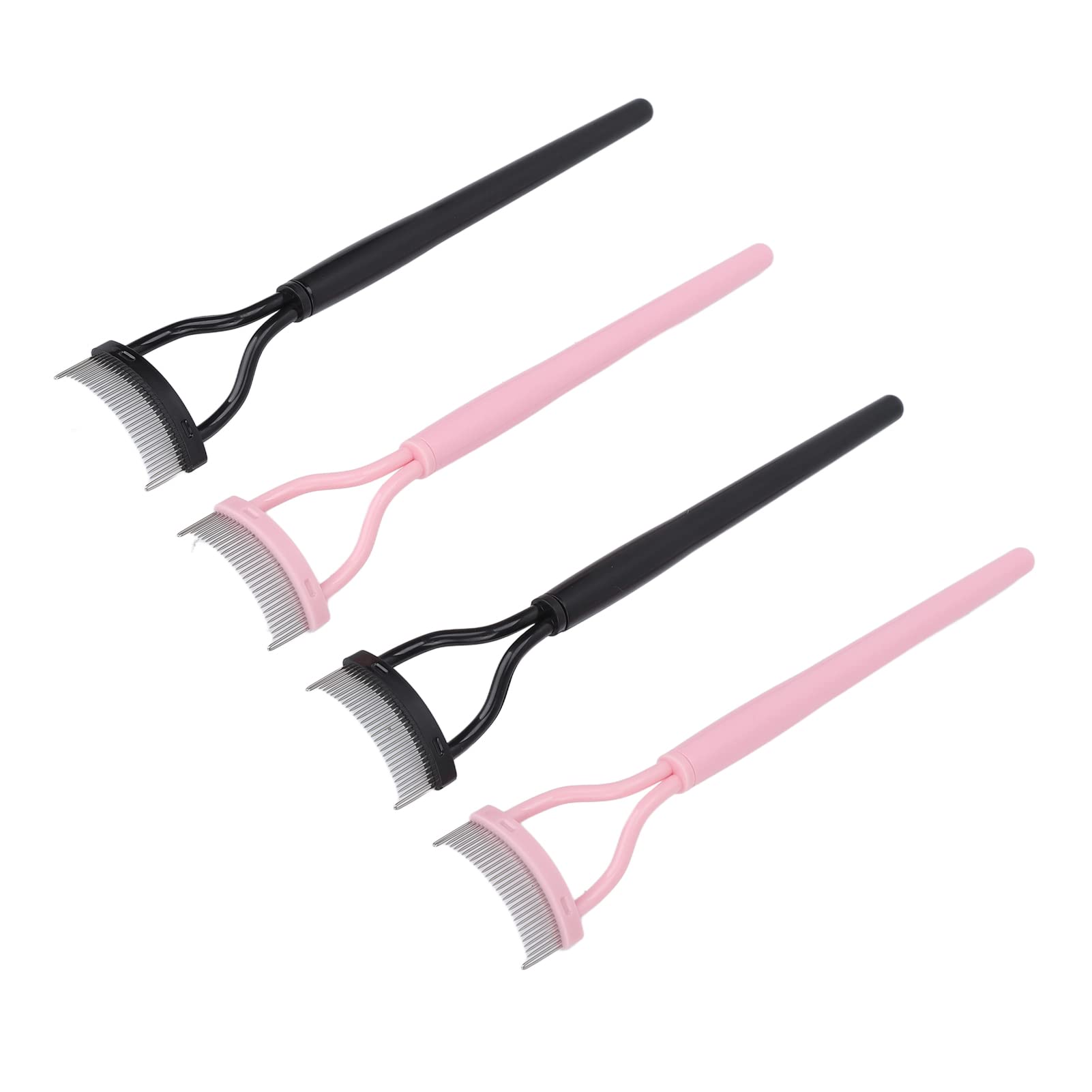 4pcs Plastic Handle Eyelash Comb with Stainless Steel Teeth - Safe Eyelash Separator Tool for Makeup, Travel & Professional Salon Use