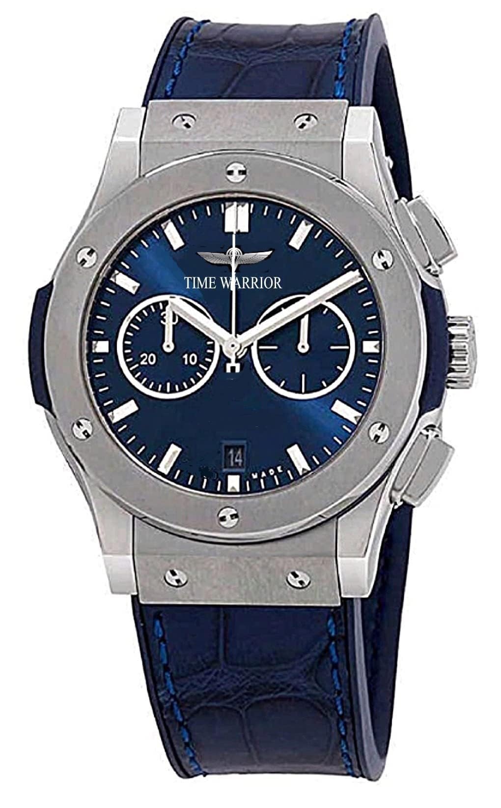 Luxury Men's Chronograph Watch with Genuine Blue Leather Band & Japanese Movement – Perfect for Business, Formal Events & Everyday Wear